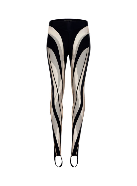 black & white sheer spiral leggings