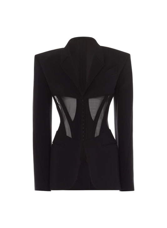 black iconic corseted jacket