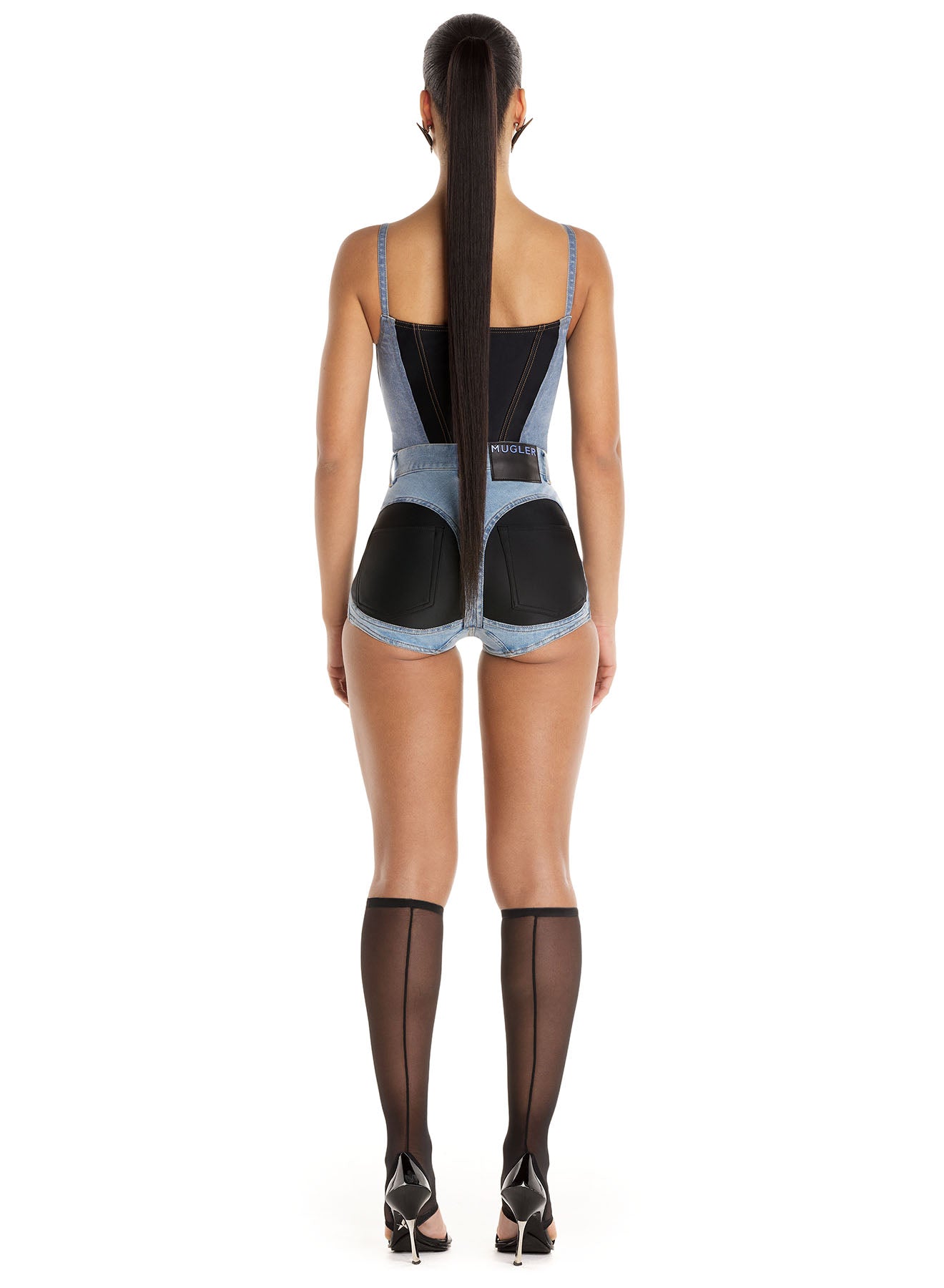 Corset denim bodysuit