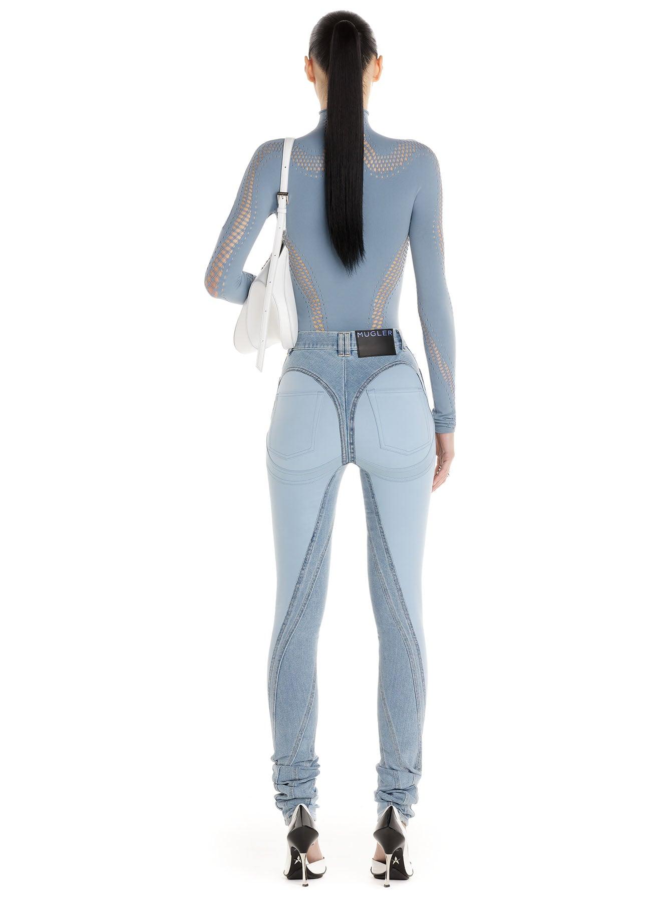 Bi-material spiral jeans