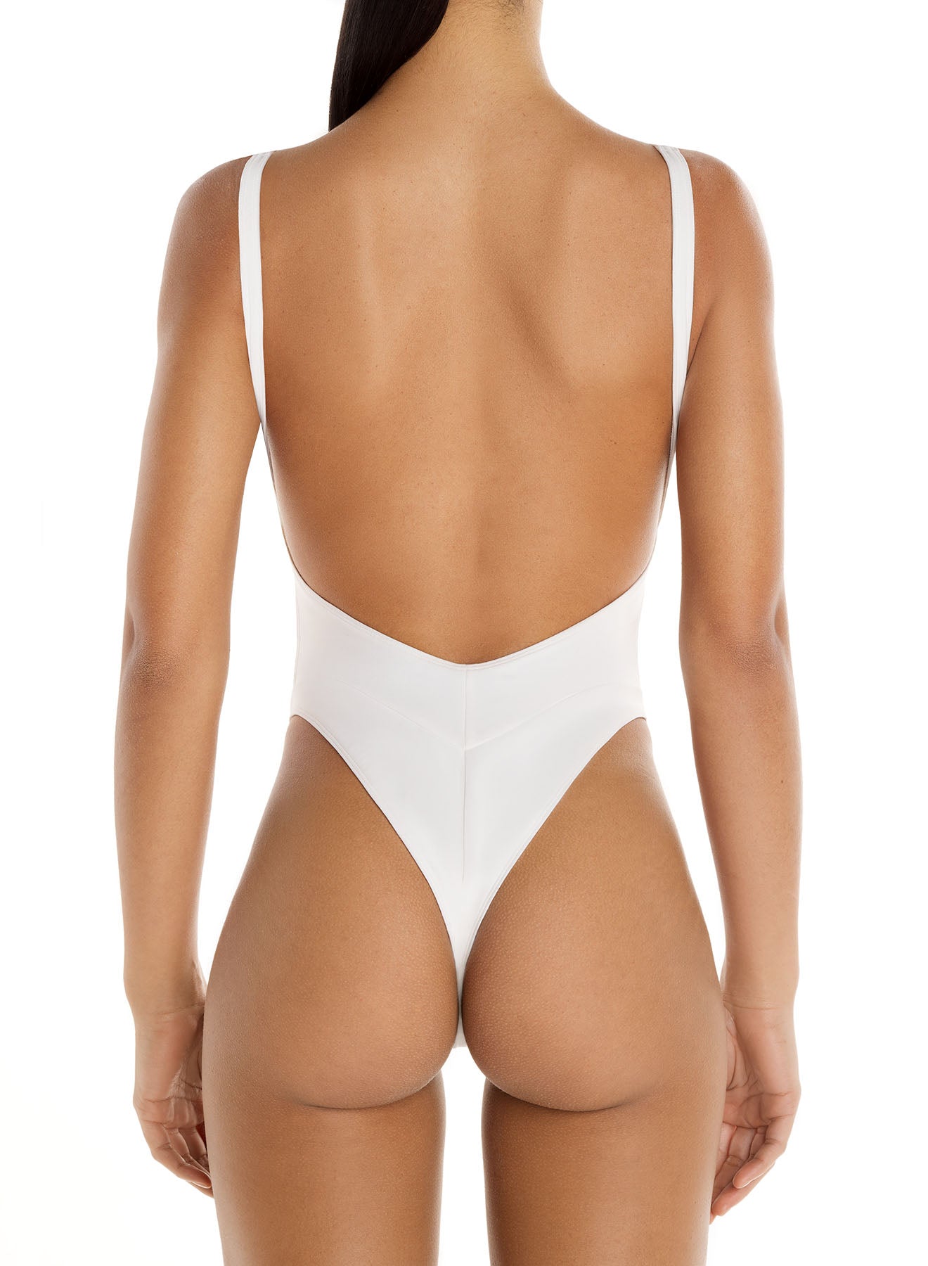 white corseted one-piece