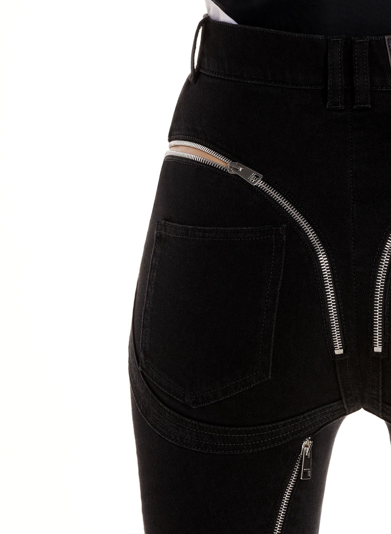 black zipped spiral jeans