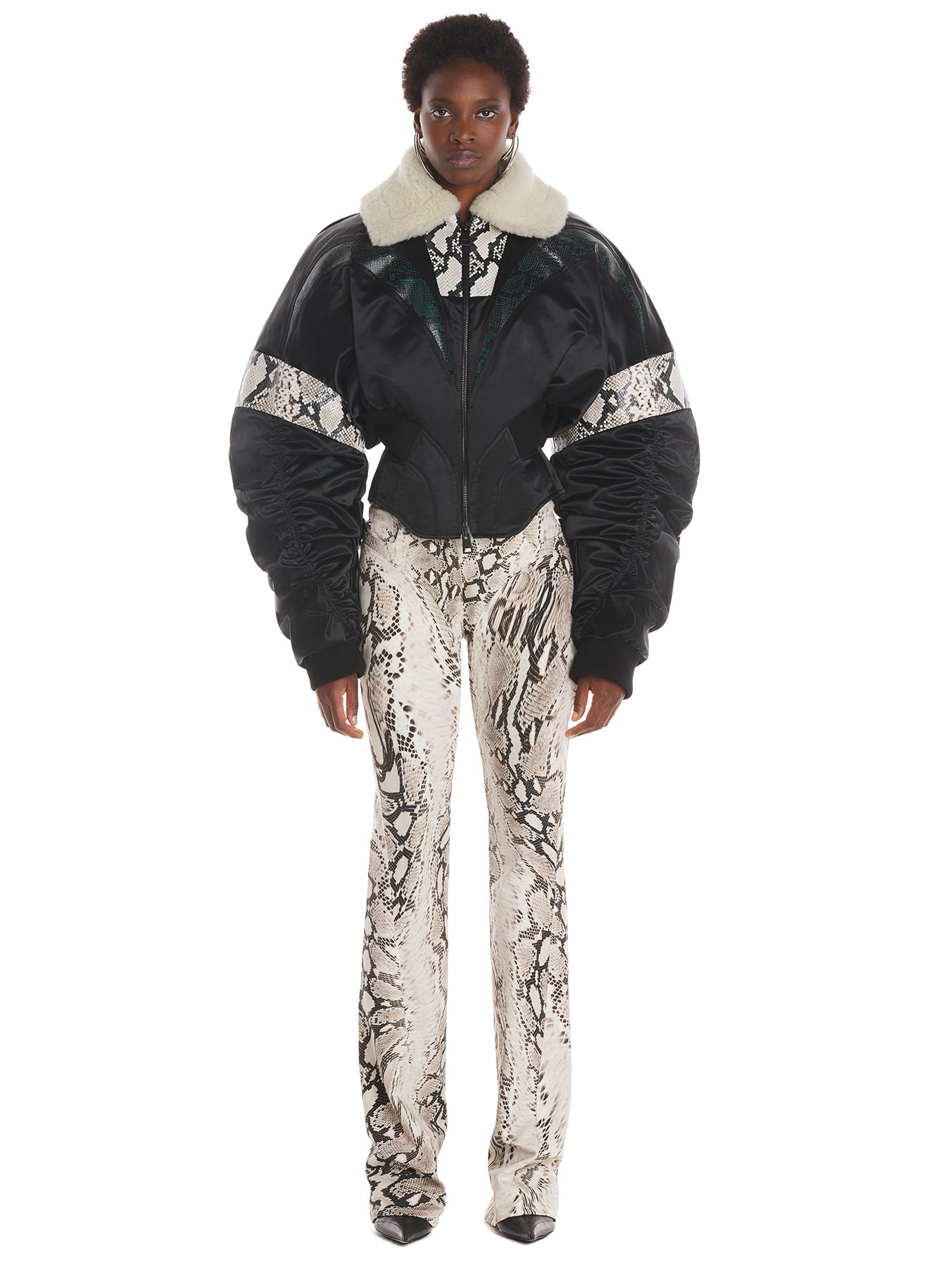 Flared denim trousers