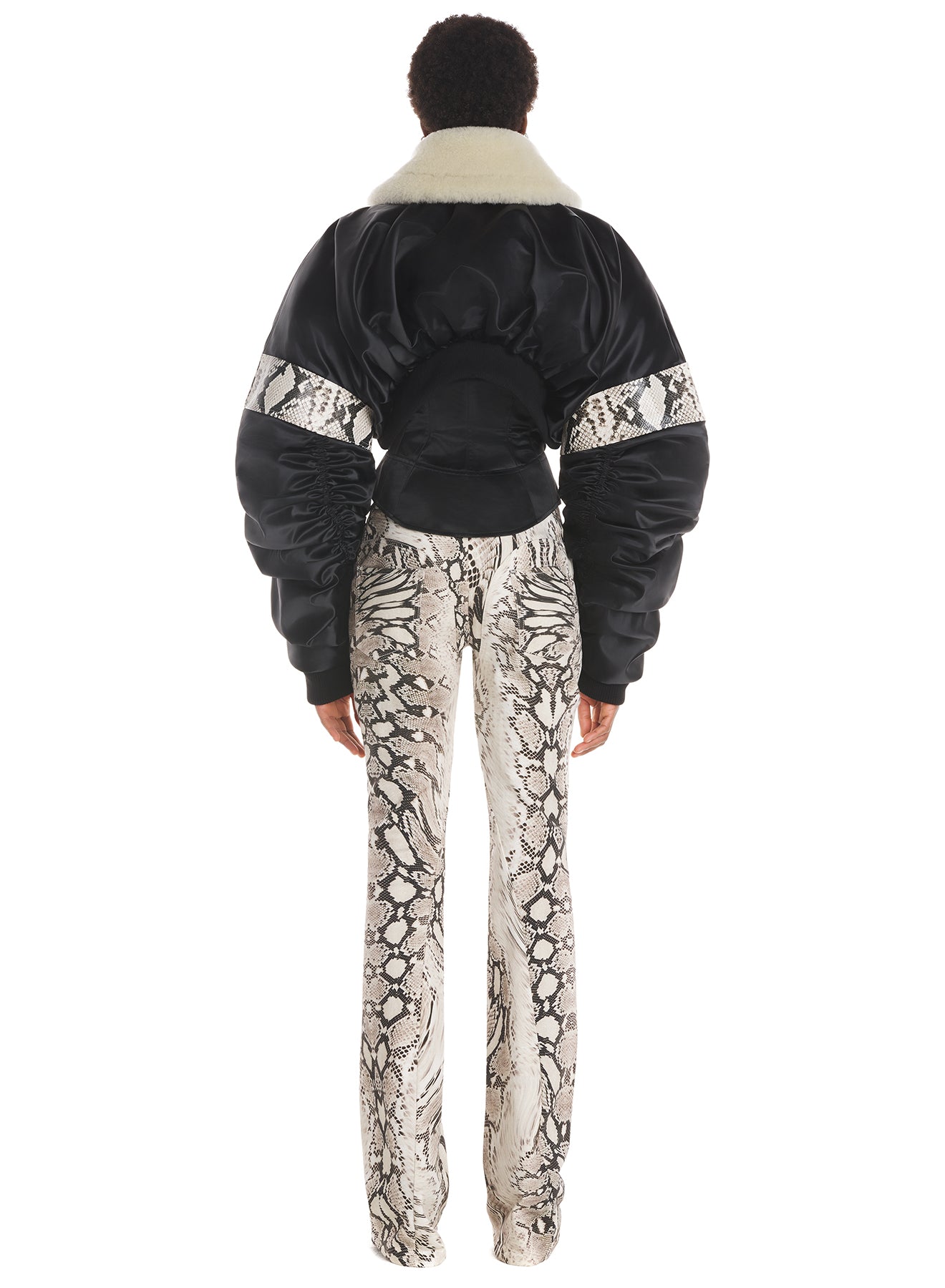 Flared denim trousers