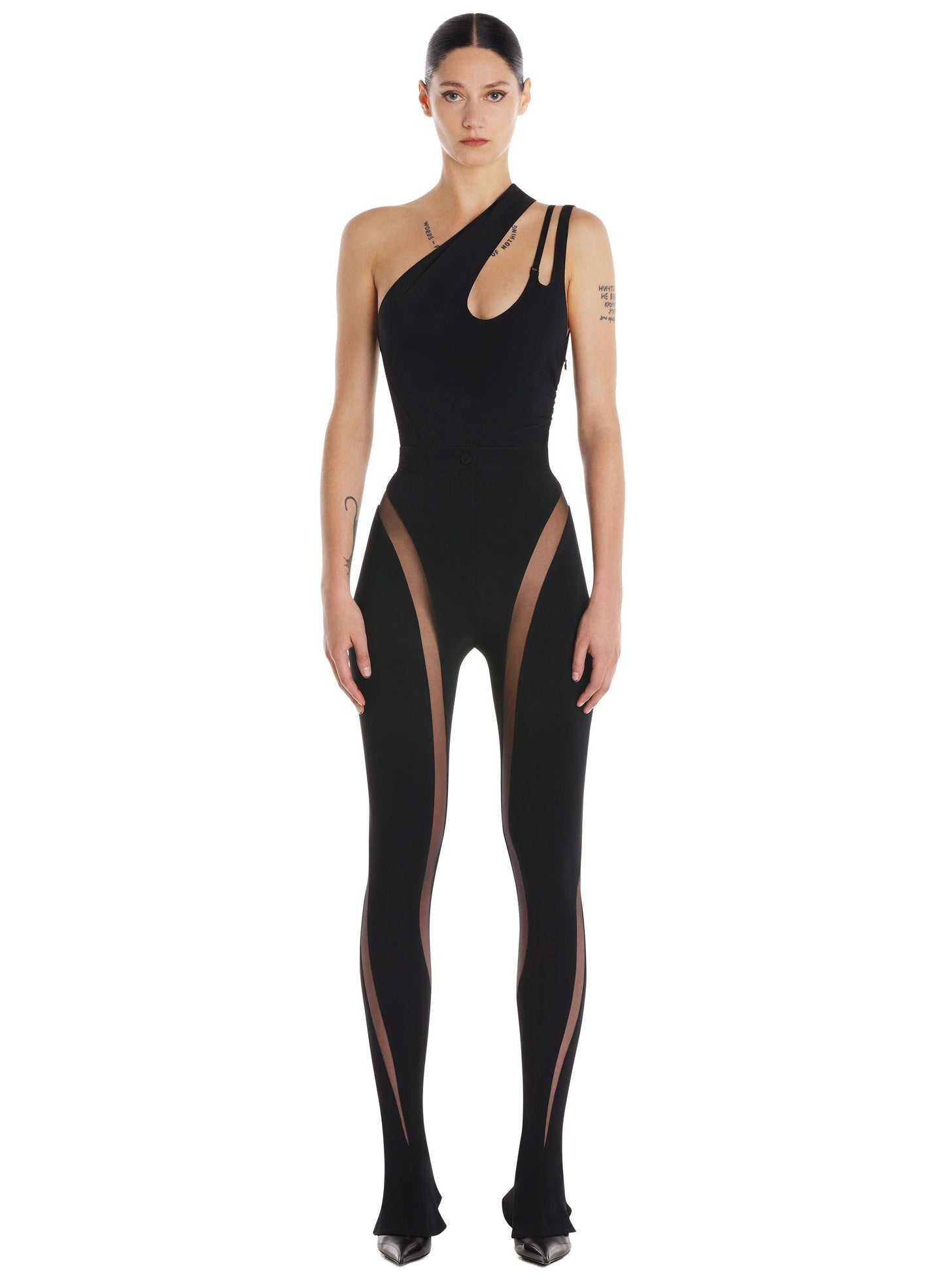 Asymmetric shoulder bodysuit