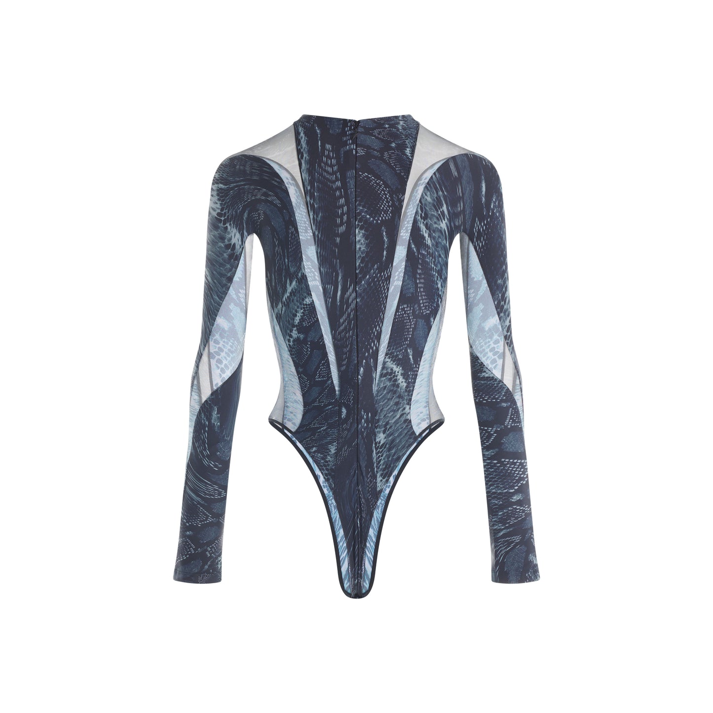 blue illusion snake printed shaping bodysuit