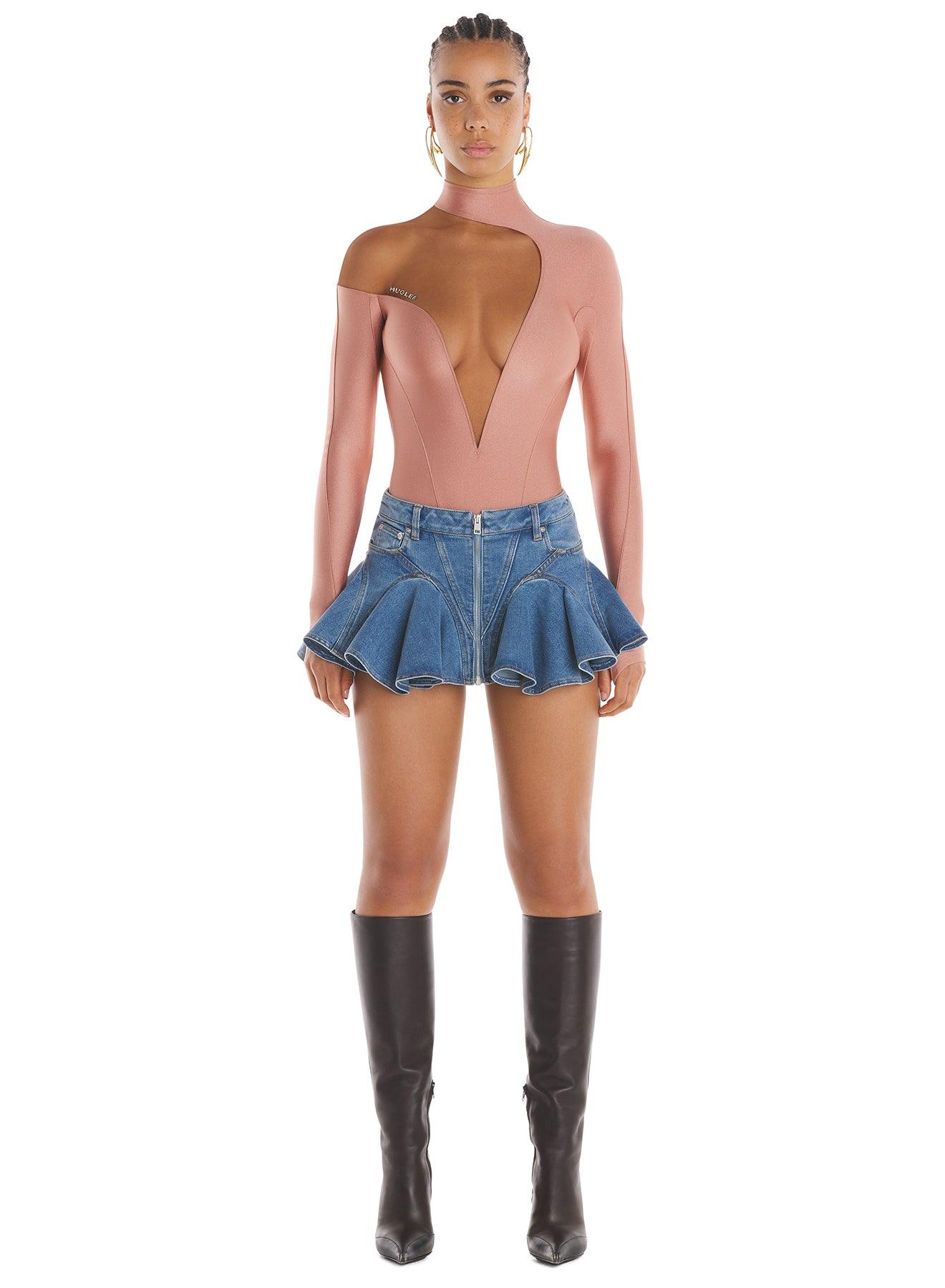 Asymmetric illusion bodysuit