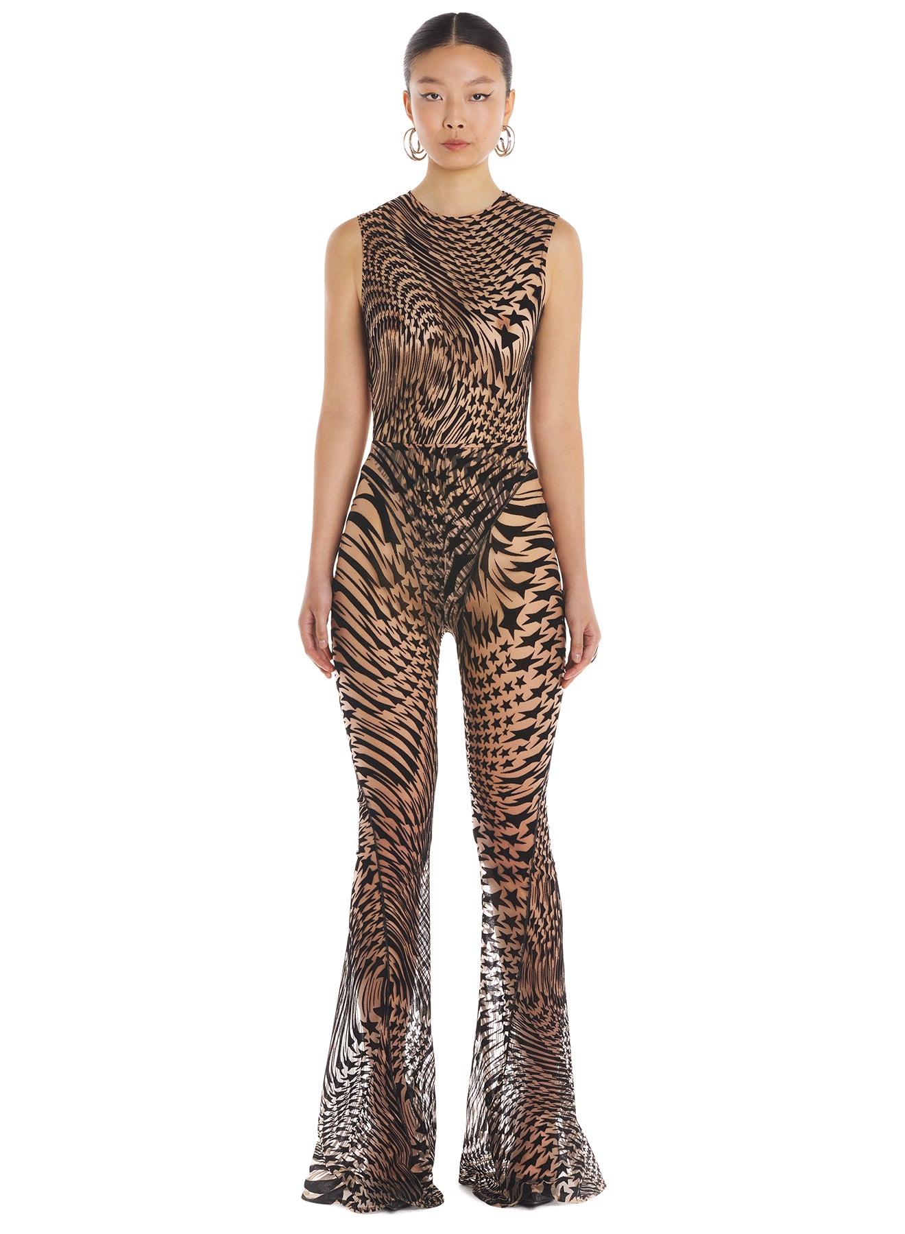 Flocked star mesh bodysuit