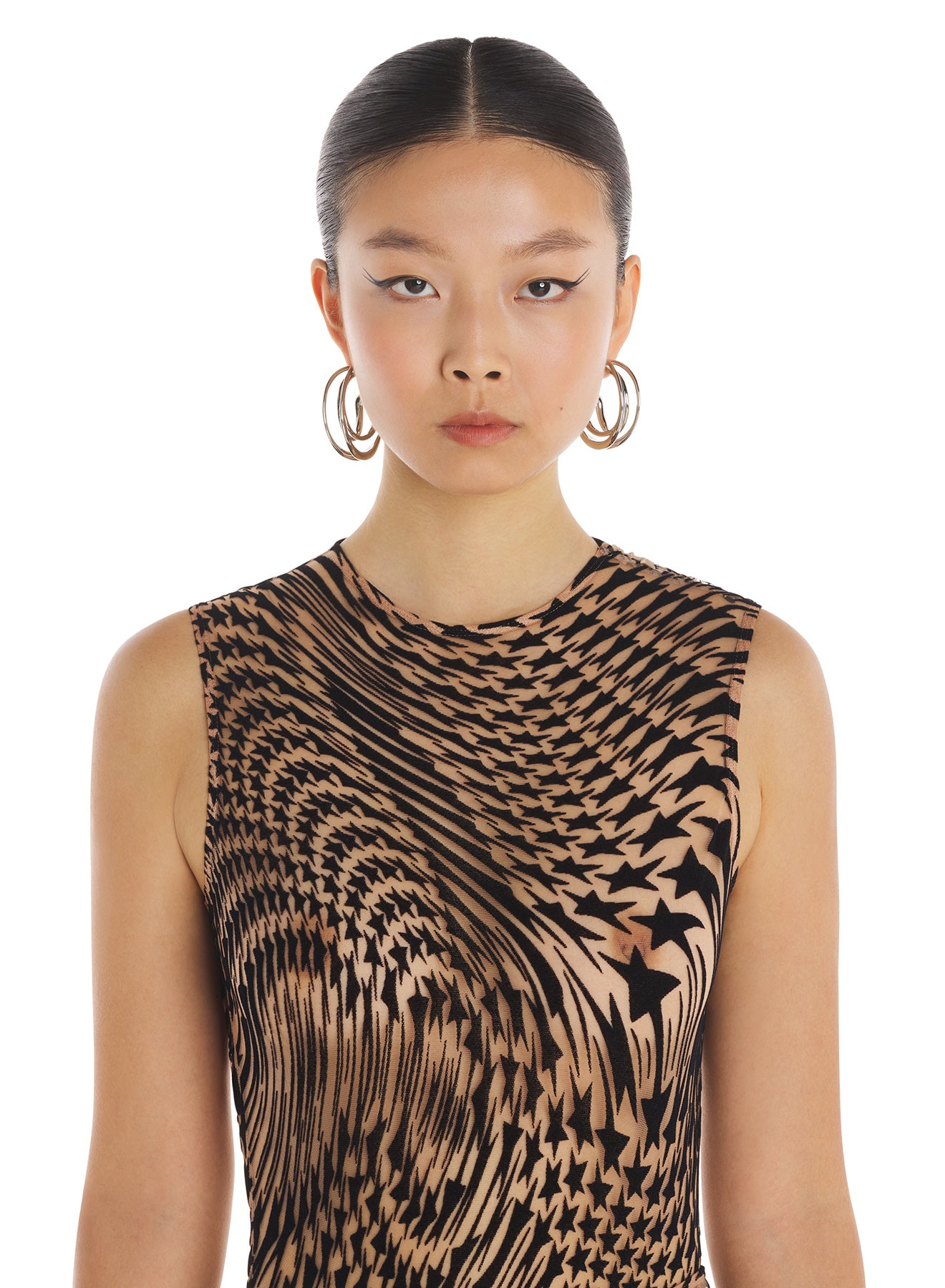 Flocked star mesh bodysuit