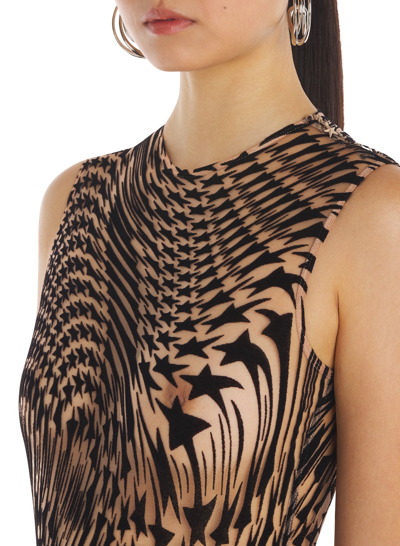 Flocked star mesh bodysuit