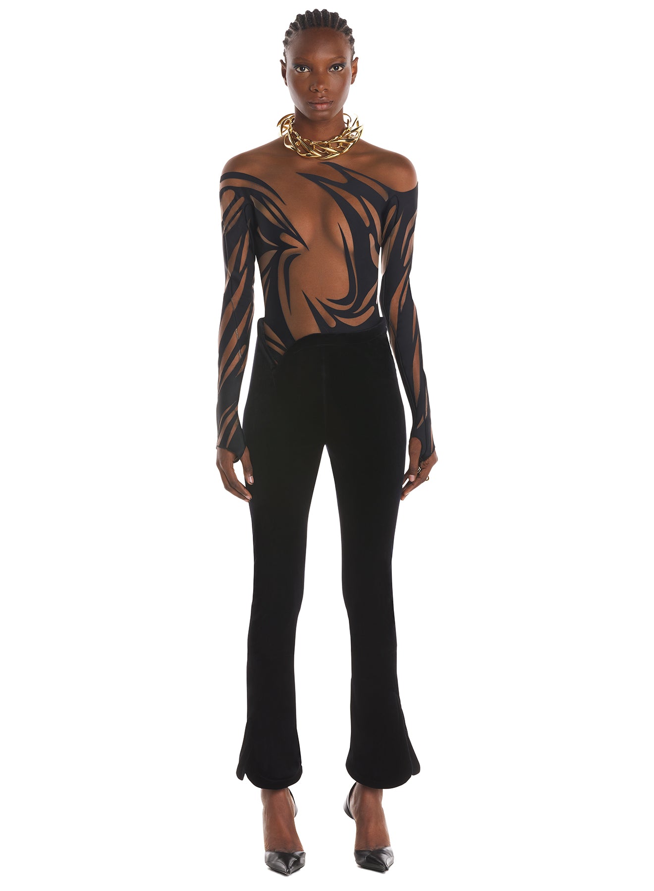 black spiky bodysuit