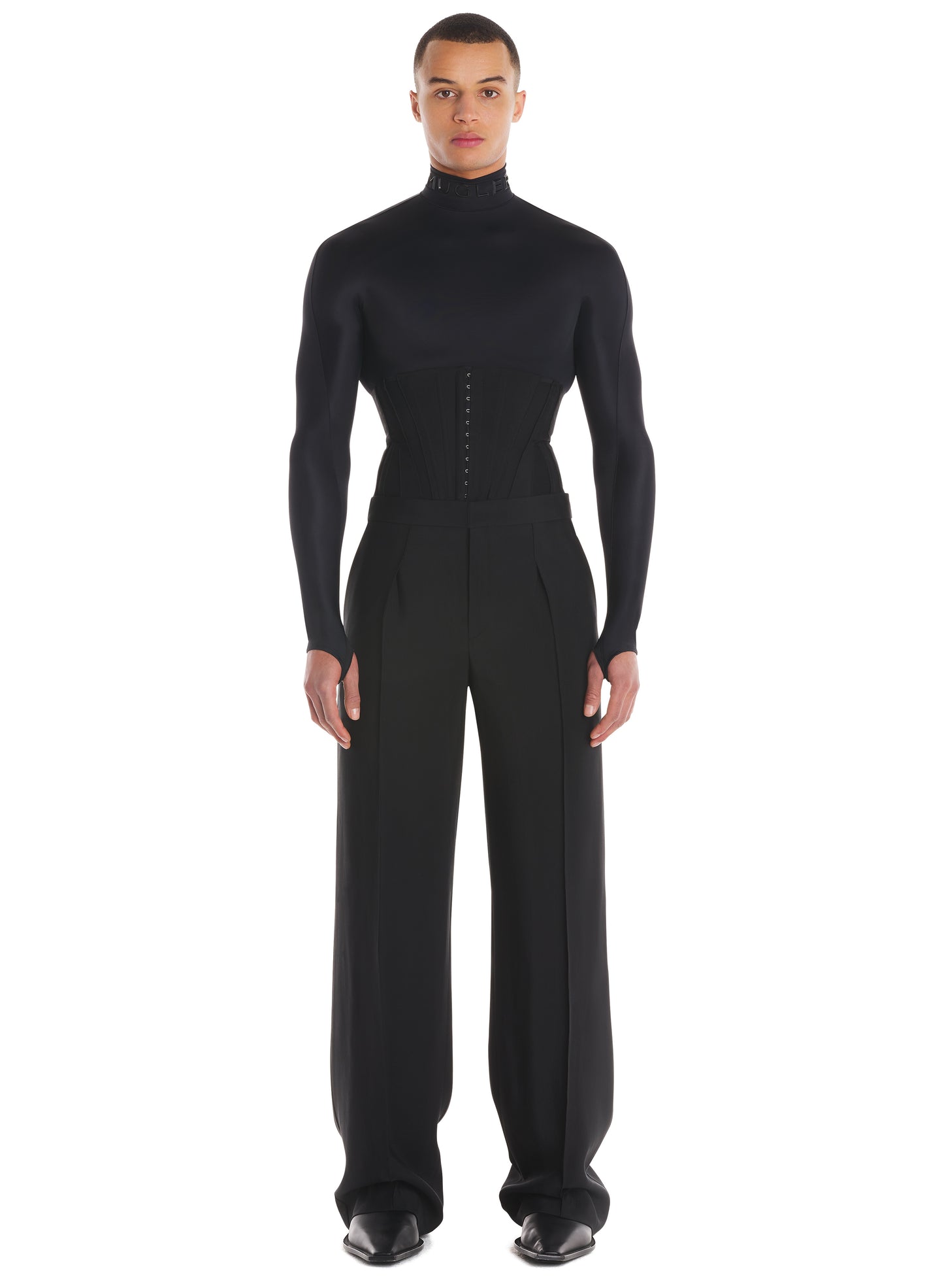 High neck logo bodysuit
