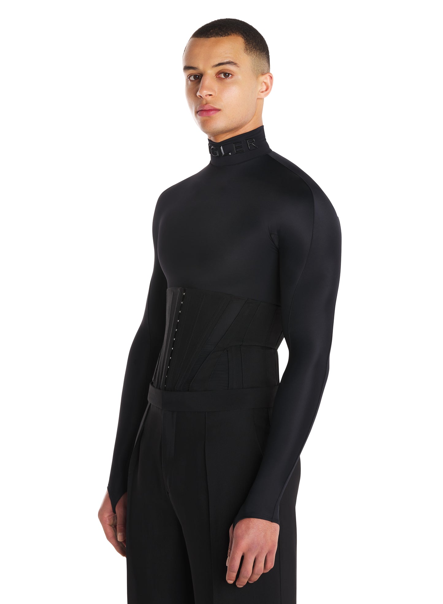 High neck logo bodysuit