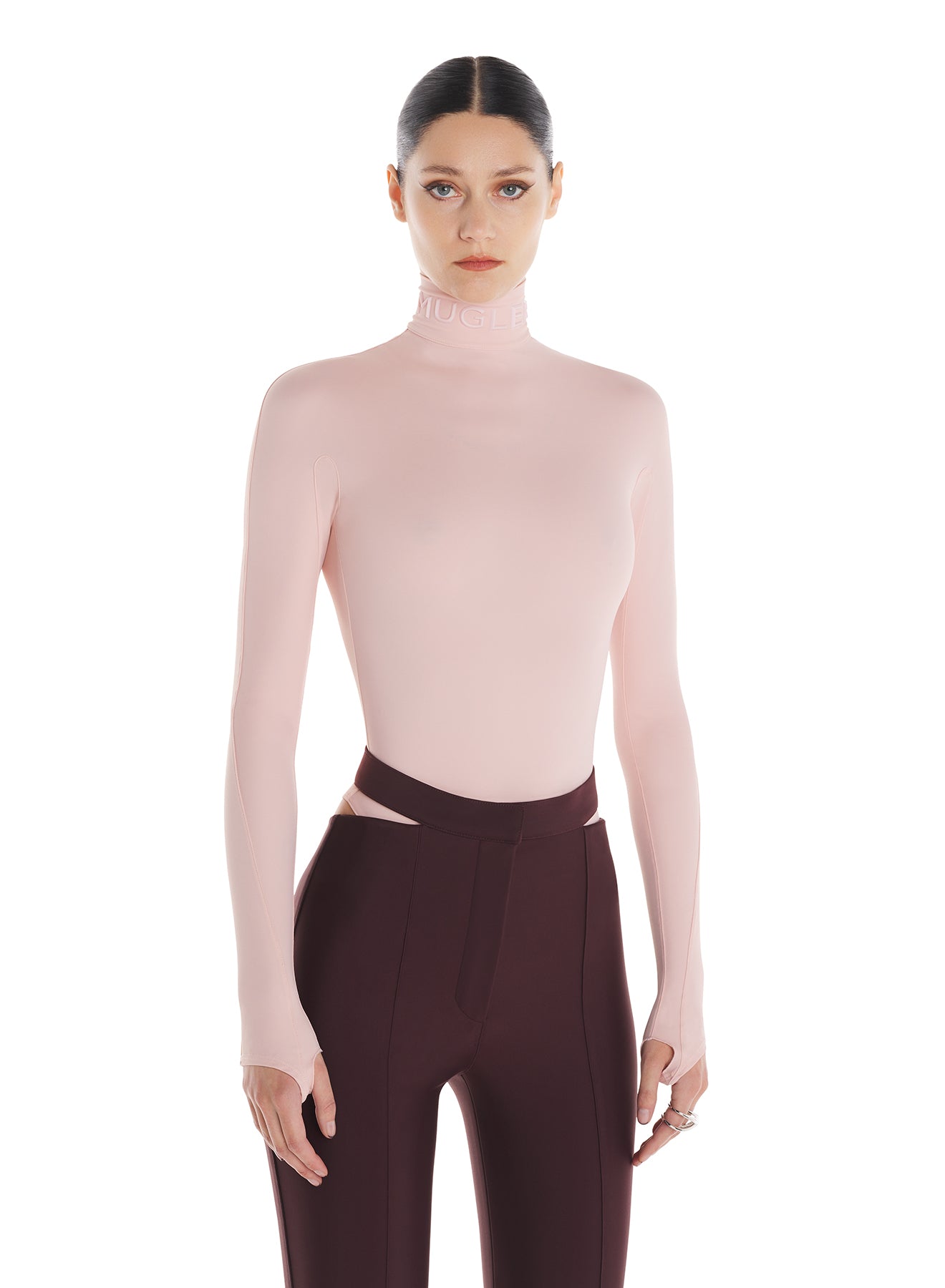 High neck logo bodysuit