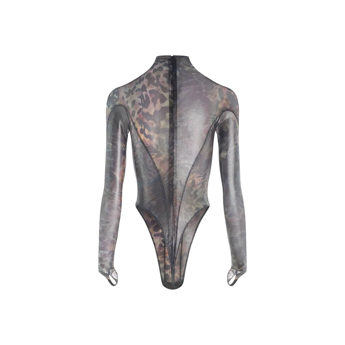 Printed mesh high neck bodysuit