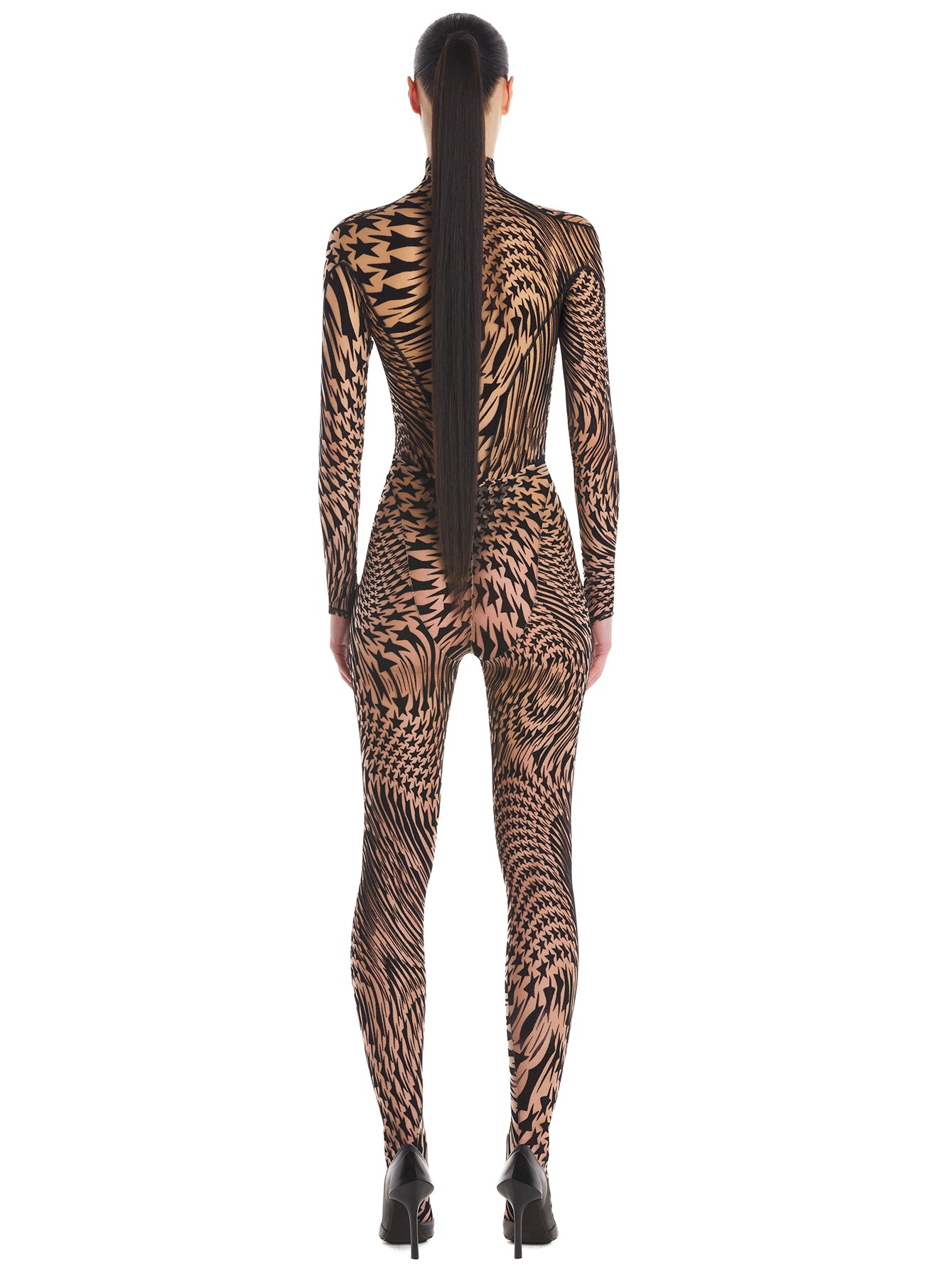 Flocked star mesh tights