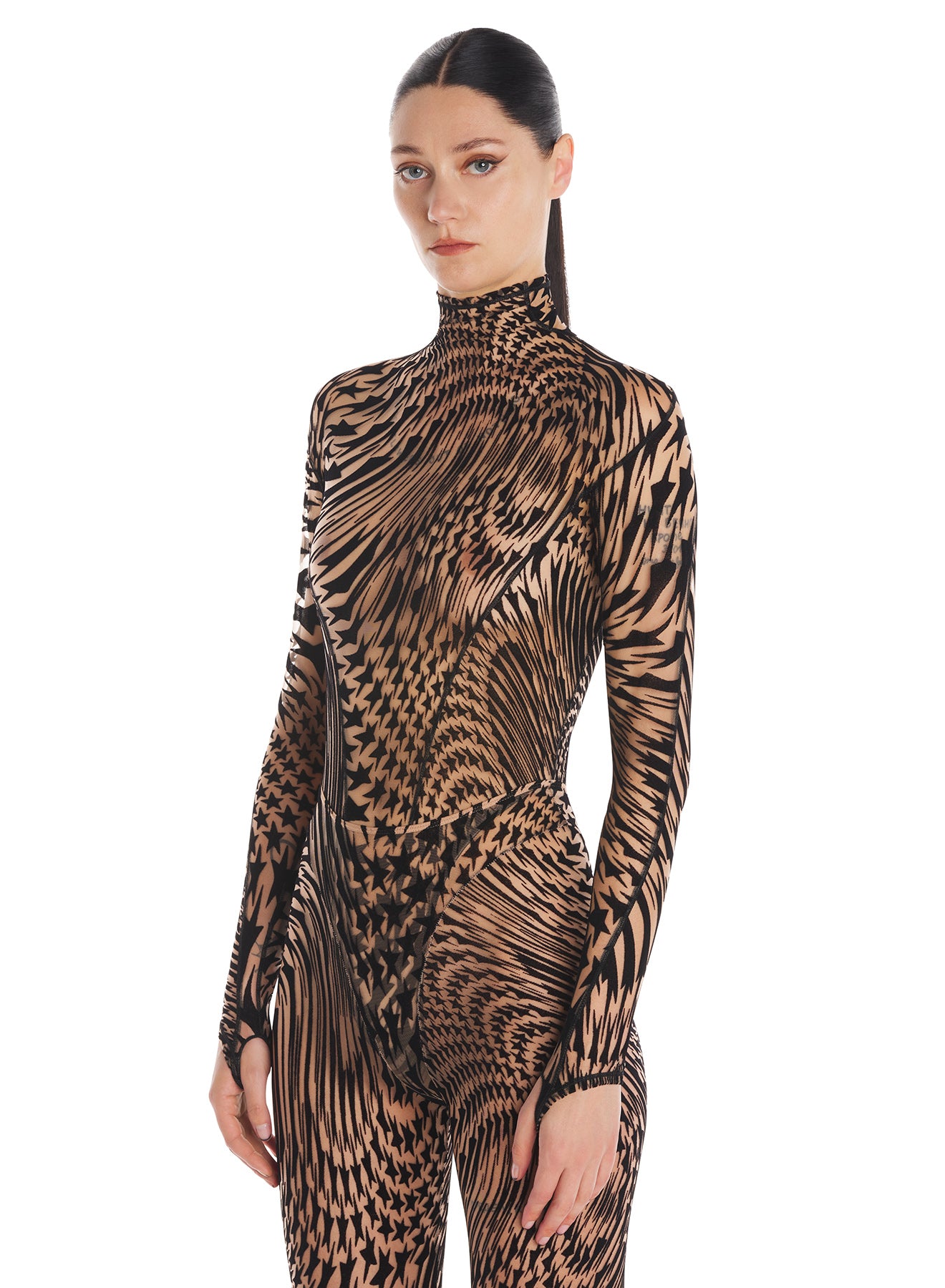 Flocked star high neck bodysuit