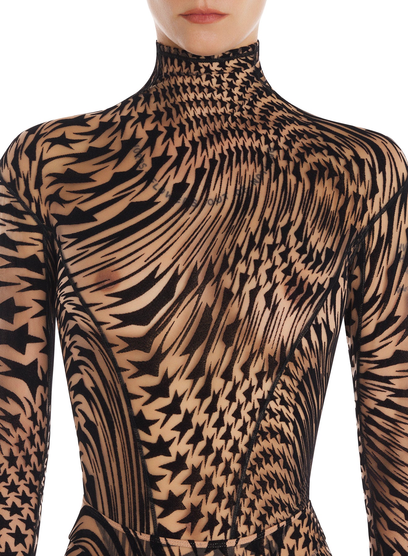 Flocked star high neck bodysuit