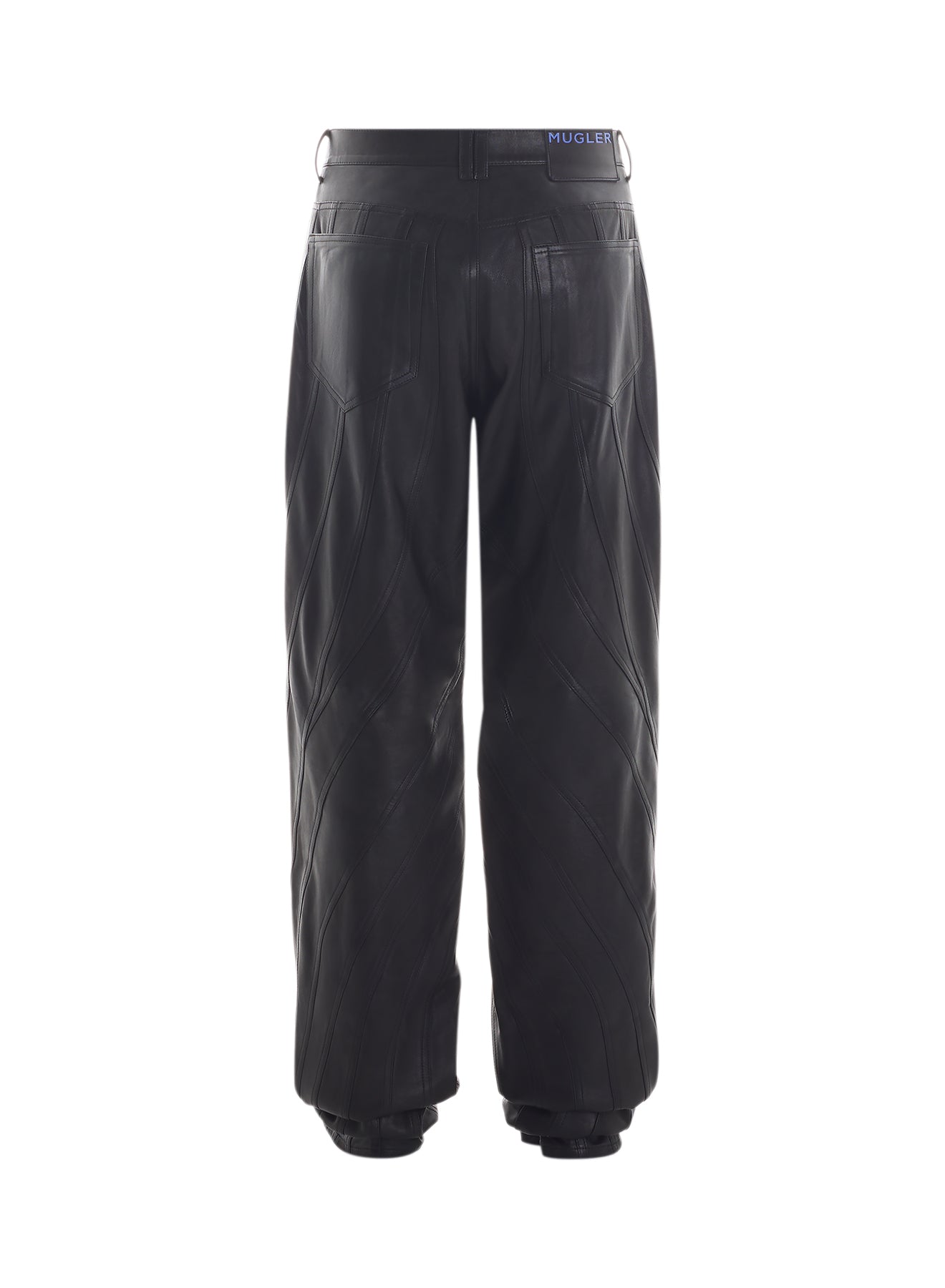 black lambskin spiral baggy trousers