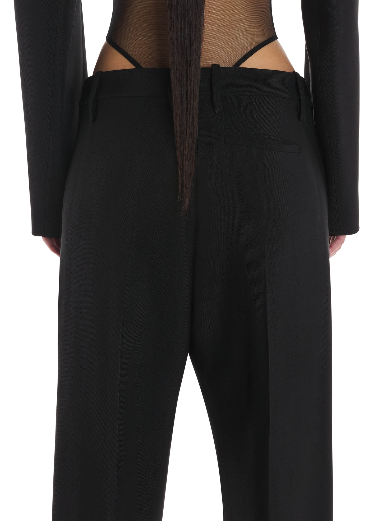 black cut-out trousers