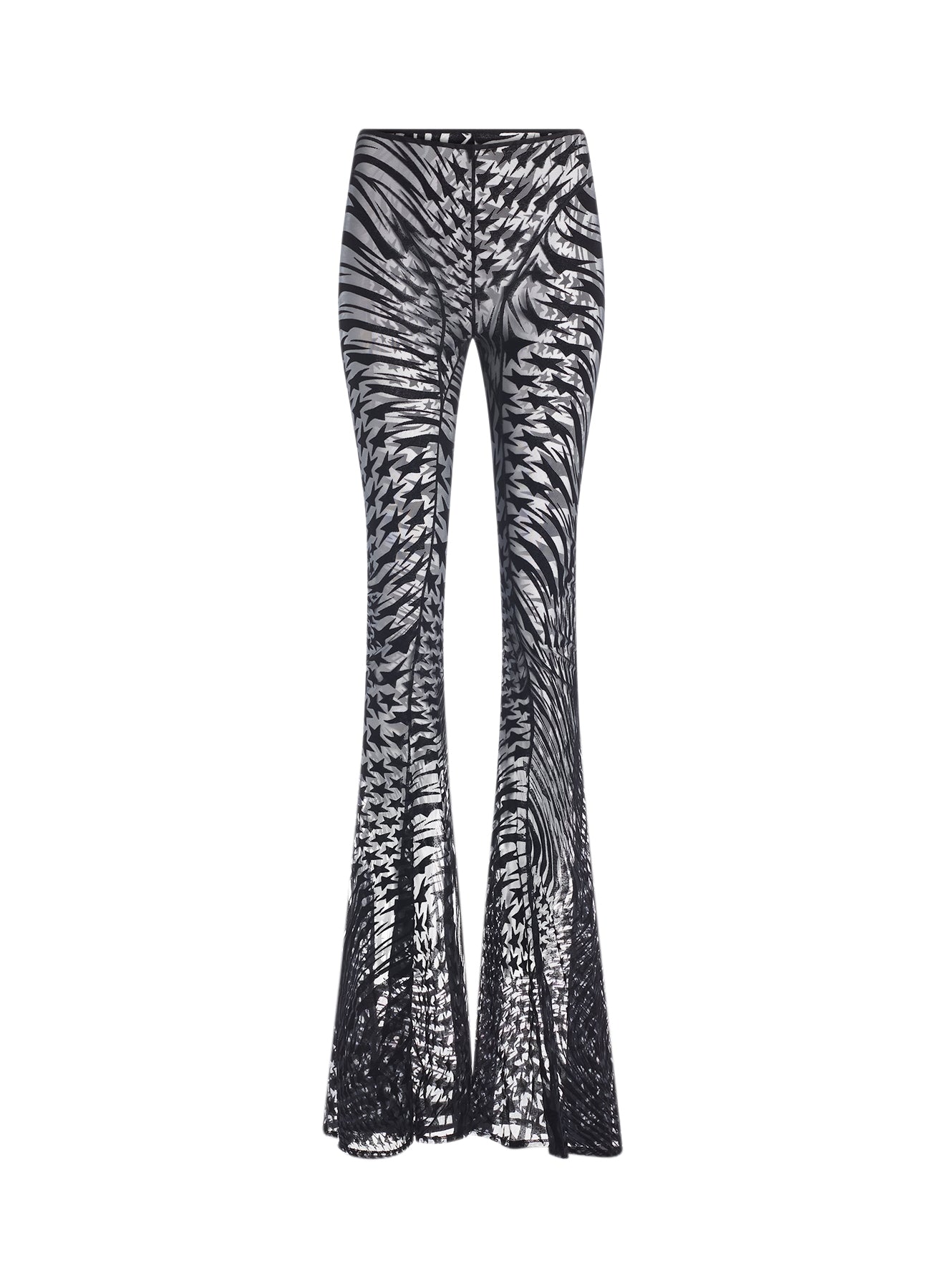 black flocked mesh trousers