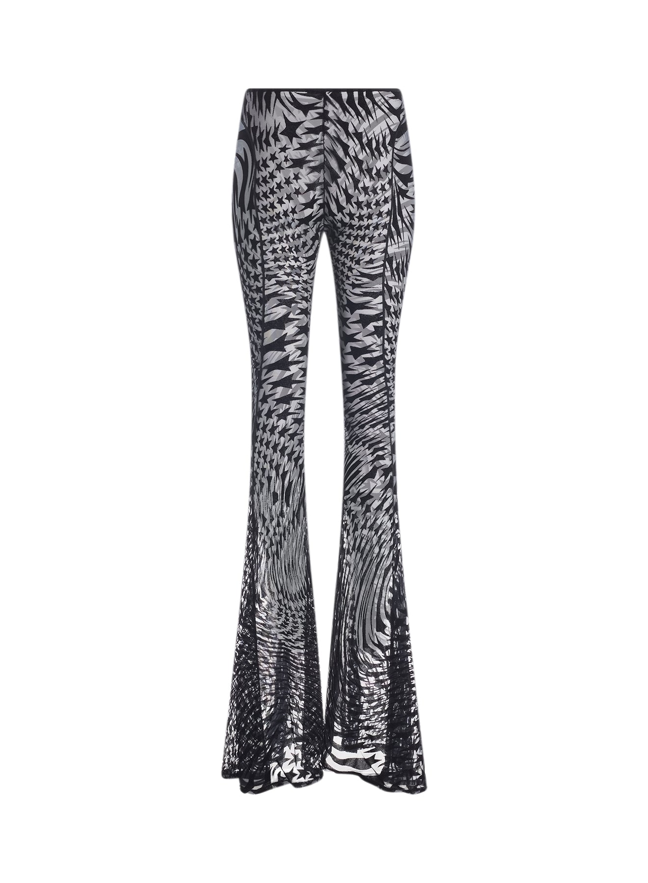 black flocked mesh trousers