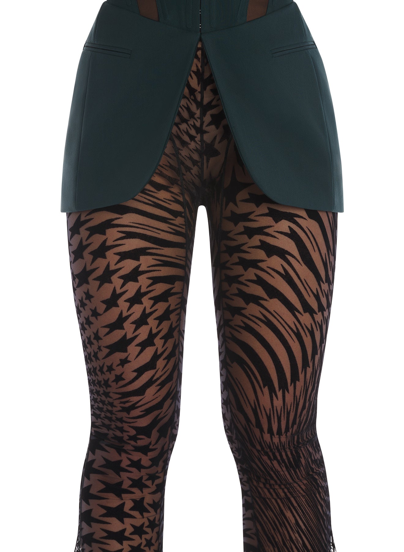 Flocked mesh trousers