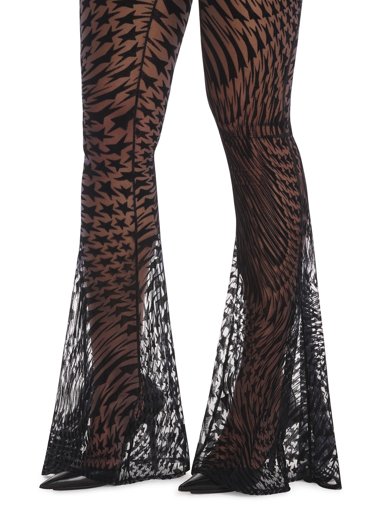 Flocked mesh trousers