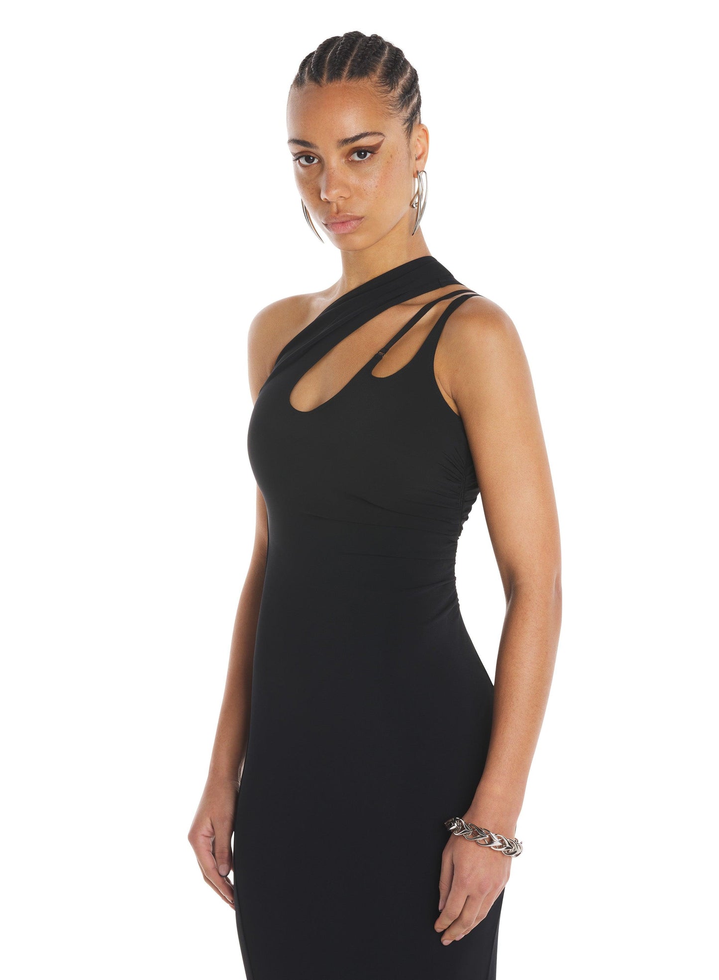 Asymmetric shoulder dress