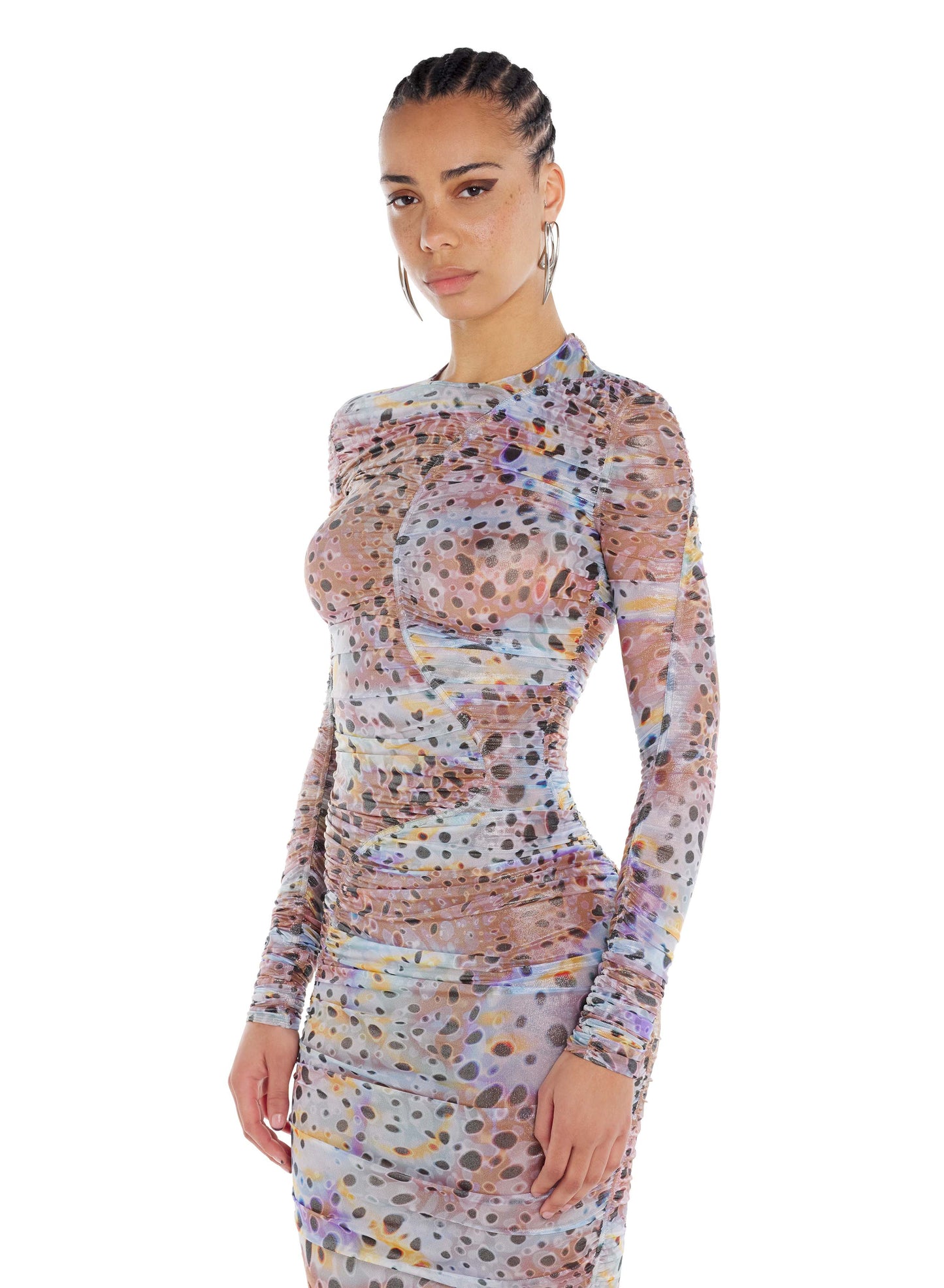 Printed mesh dress