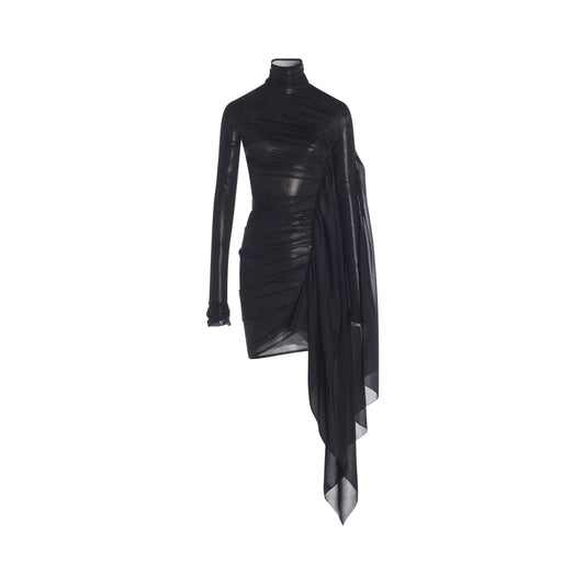 black draped dress