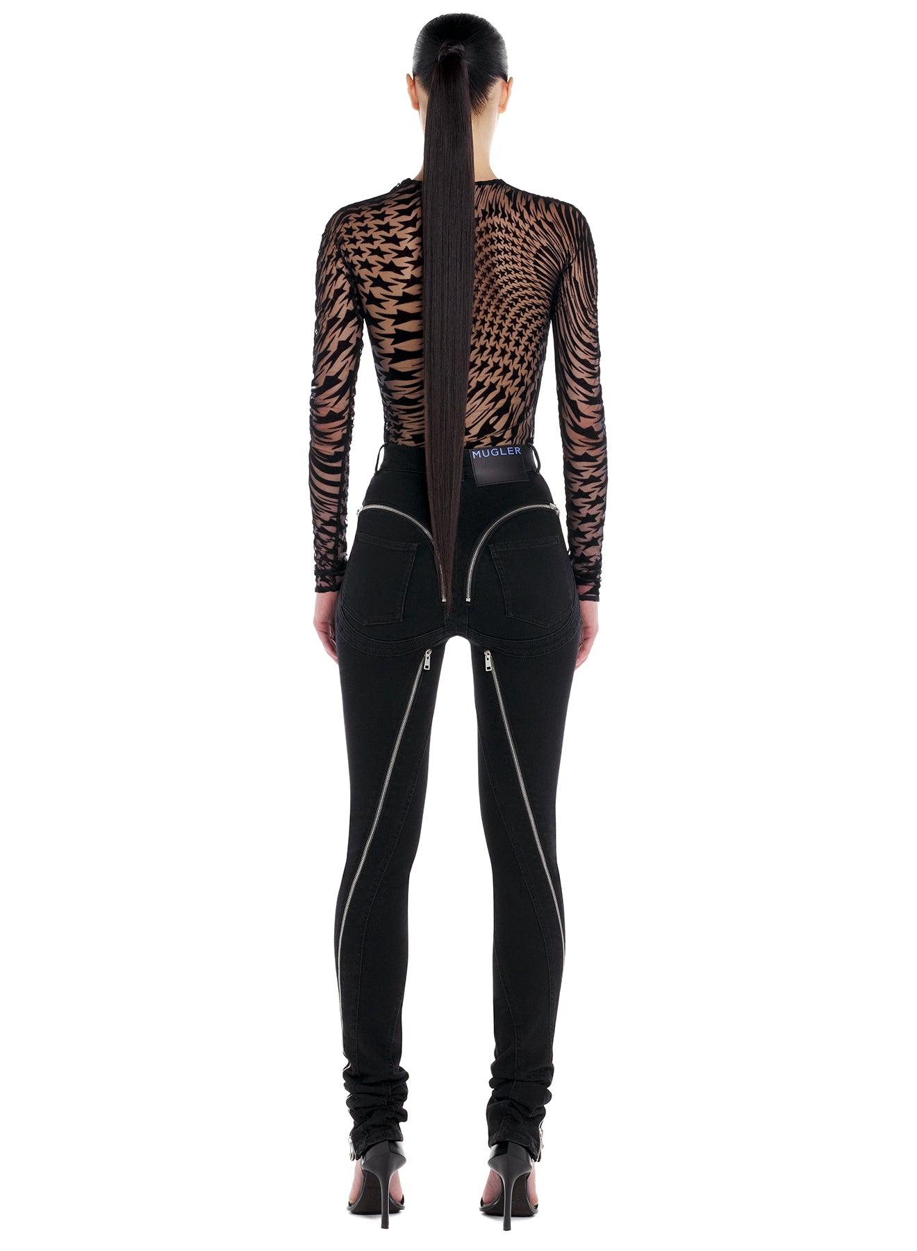 Flocked star mesh top