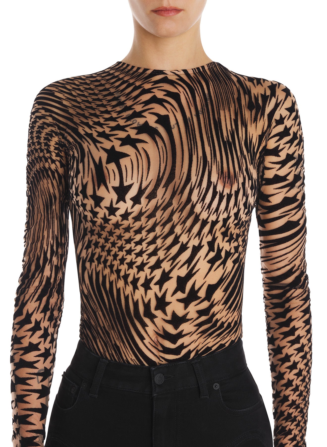 Flocked star mesh top