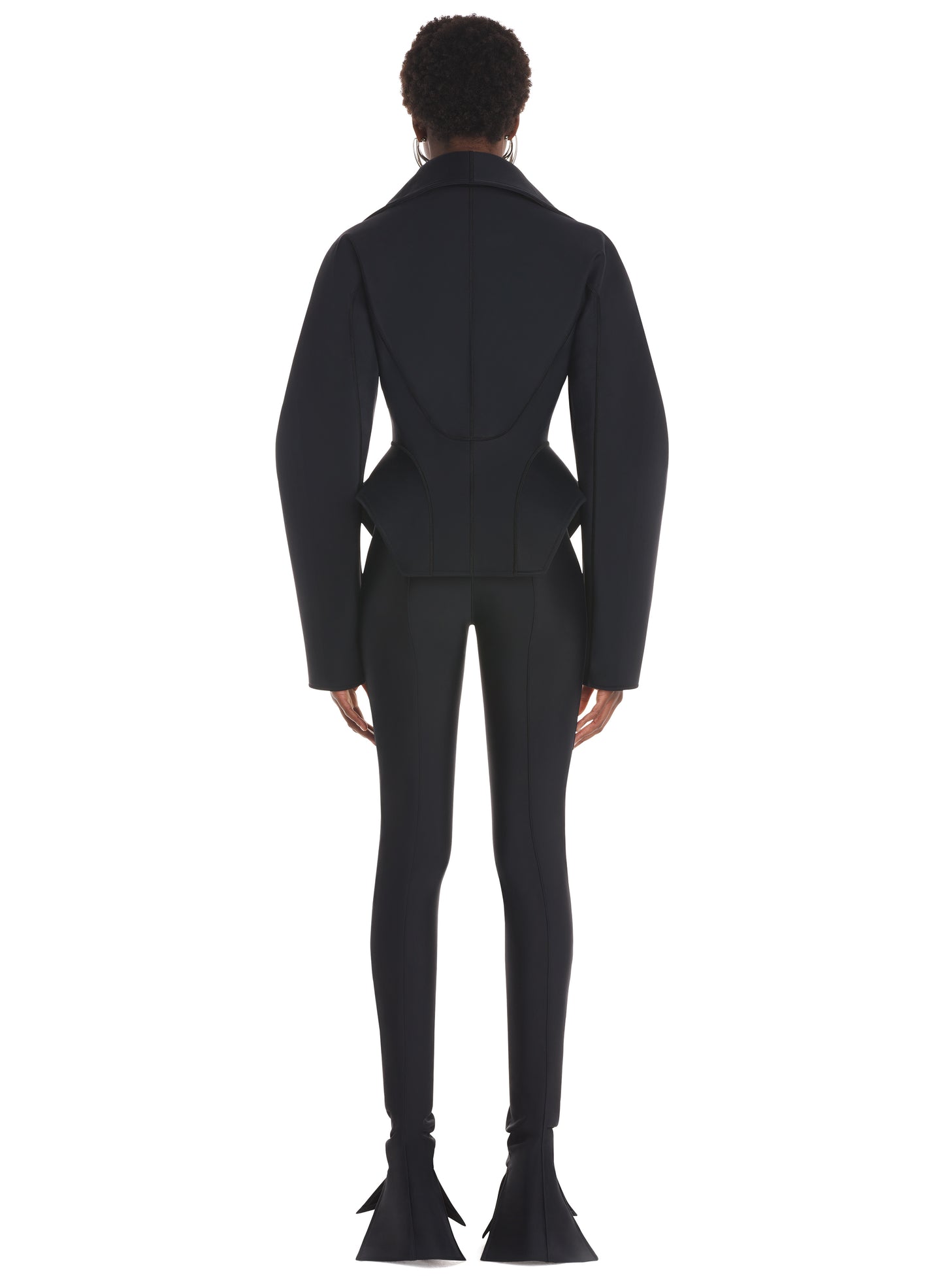 black corseted scuba jacket
