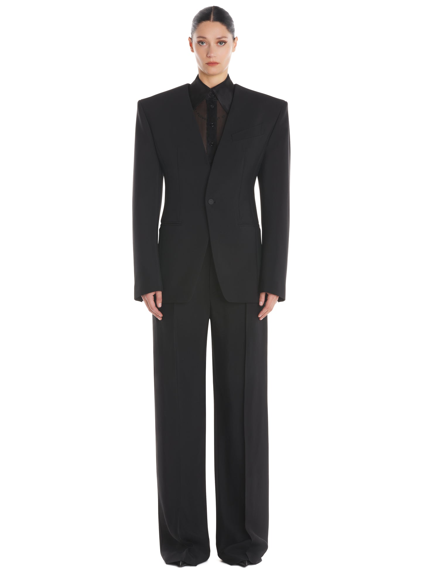 Collarless jacket