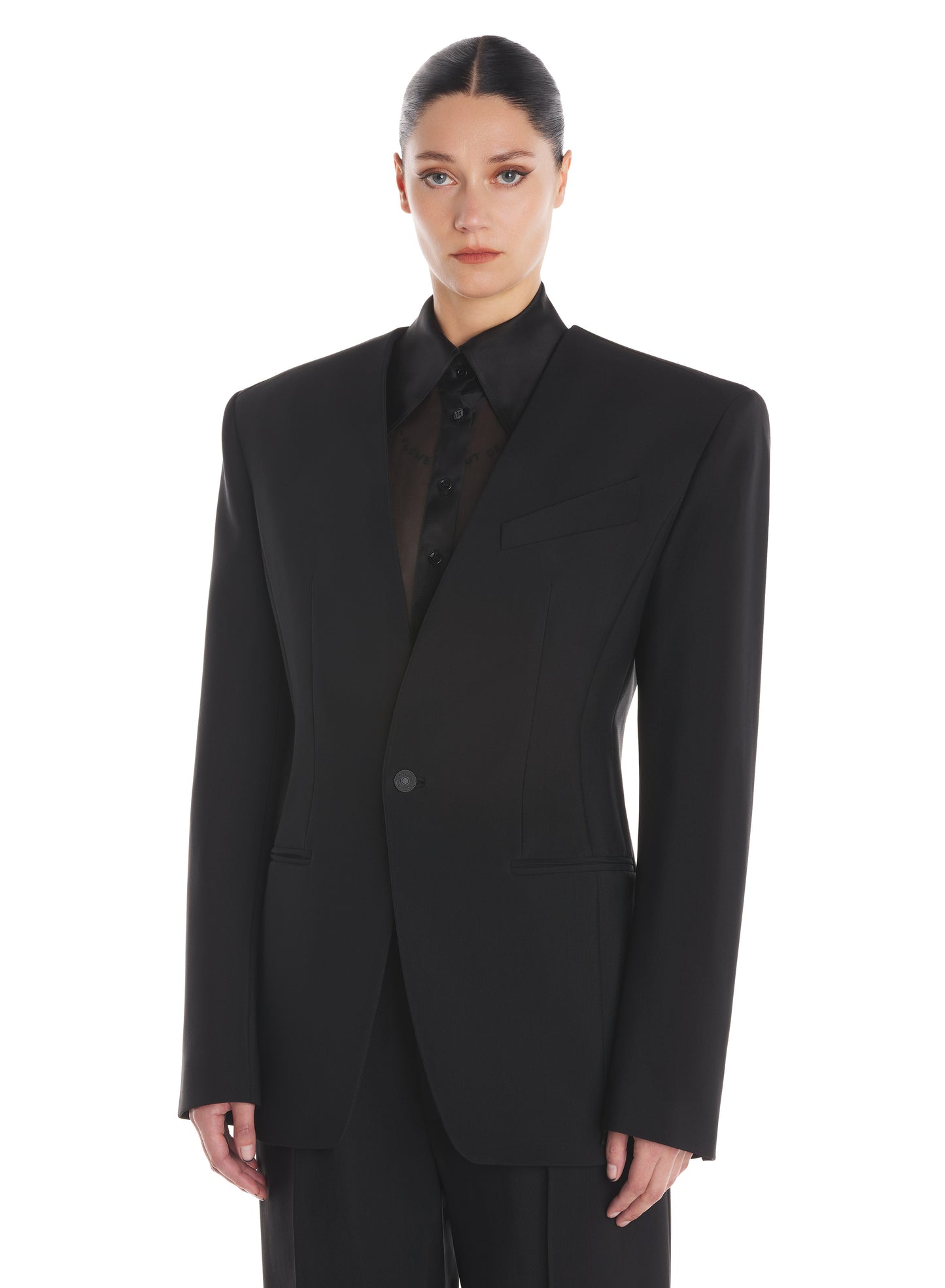 Collarless jacket