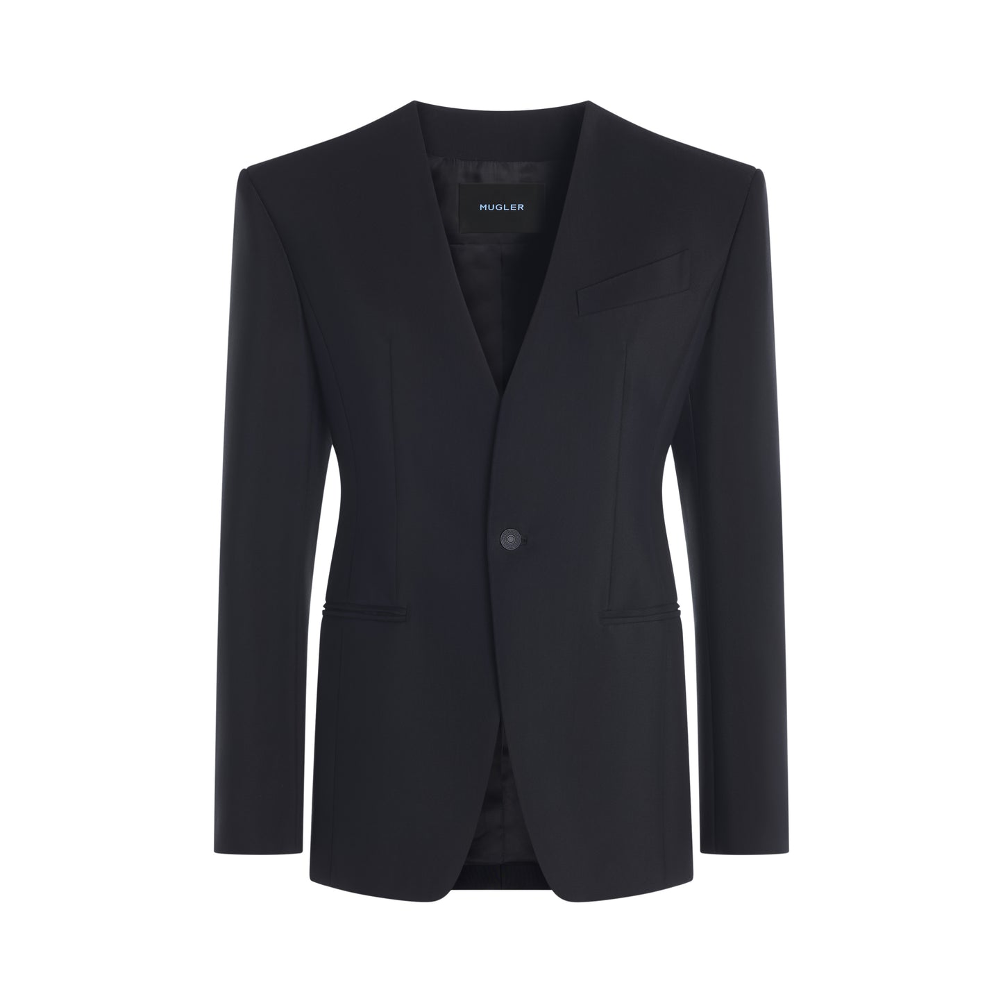 Collarless jacket