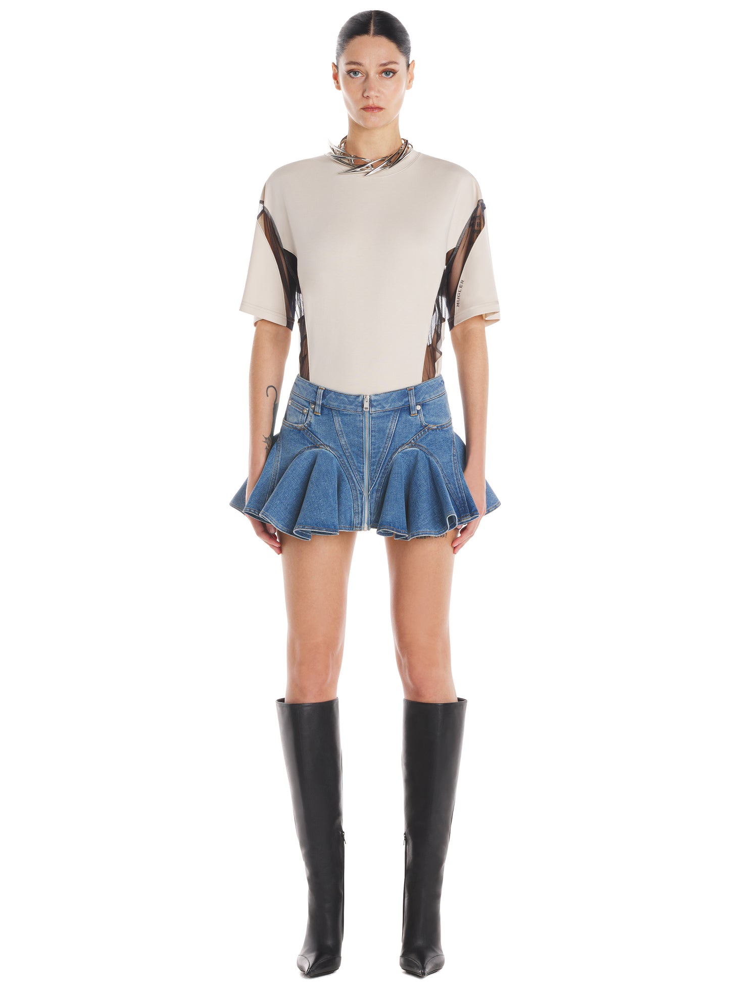 Cotton and illusion T-shirt