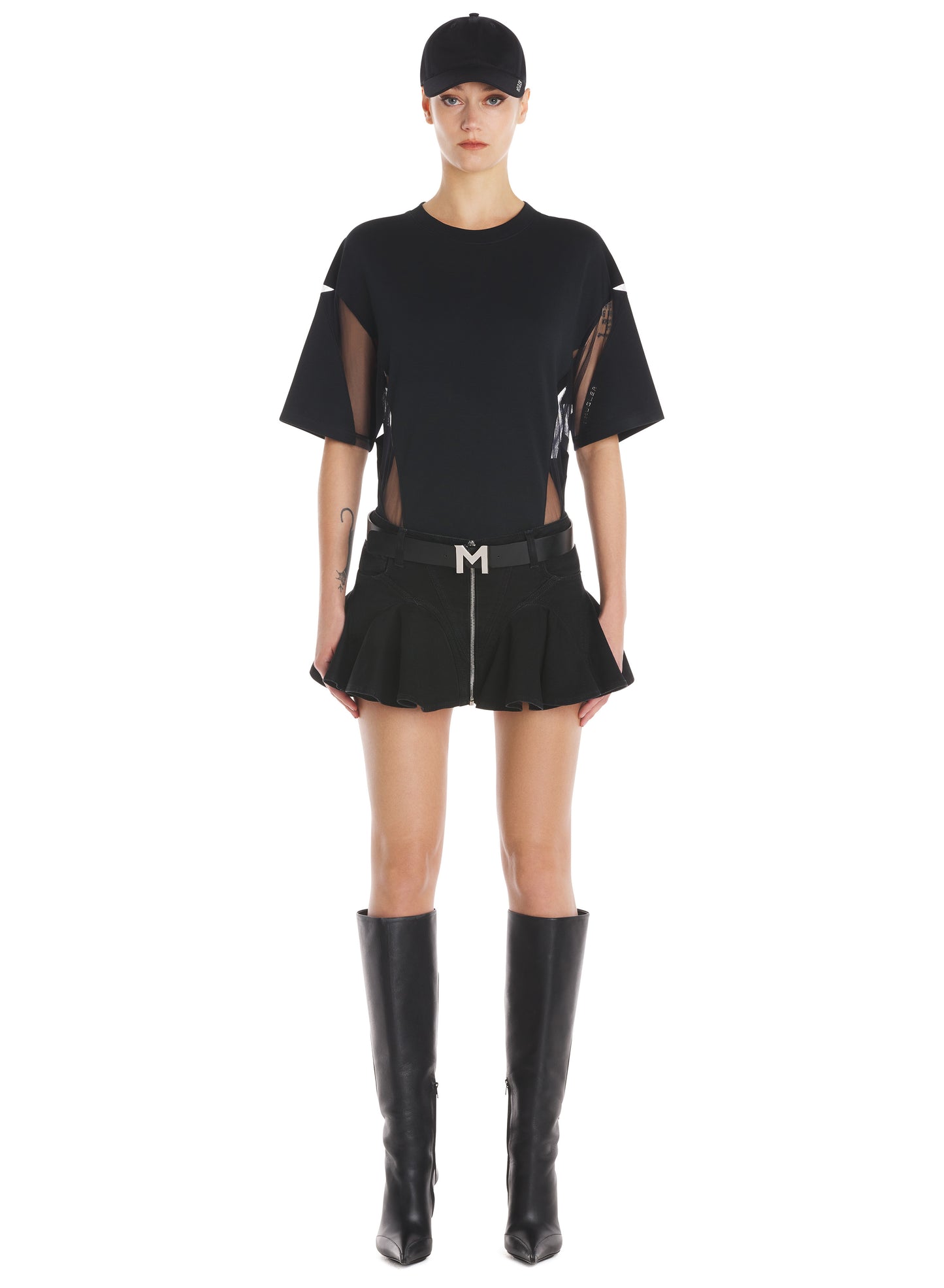 Cotton and illusion T-shirt