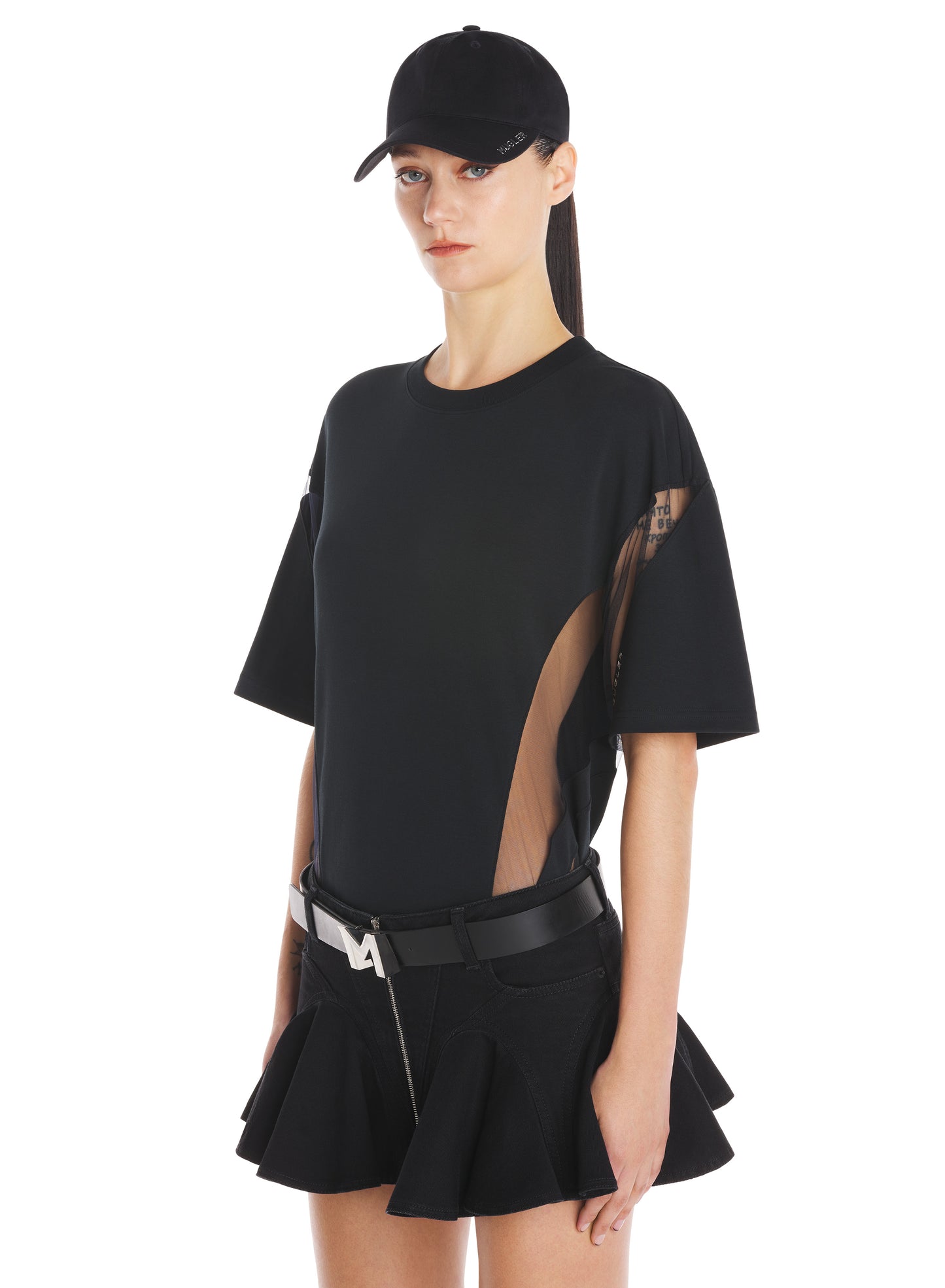 Cotton and illusion T-shirt