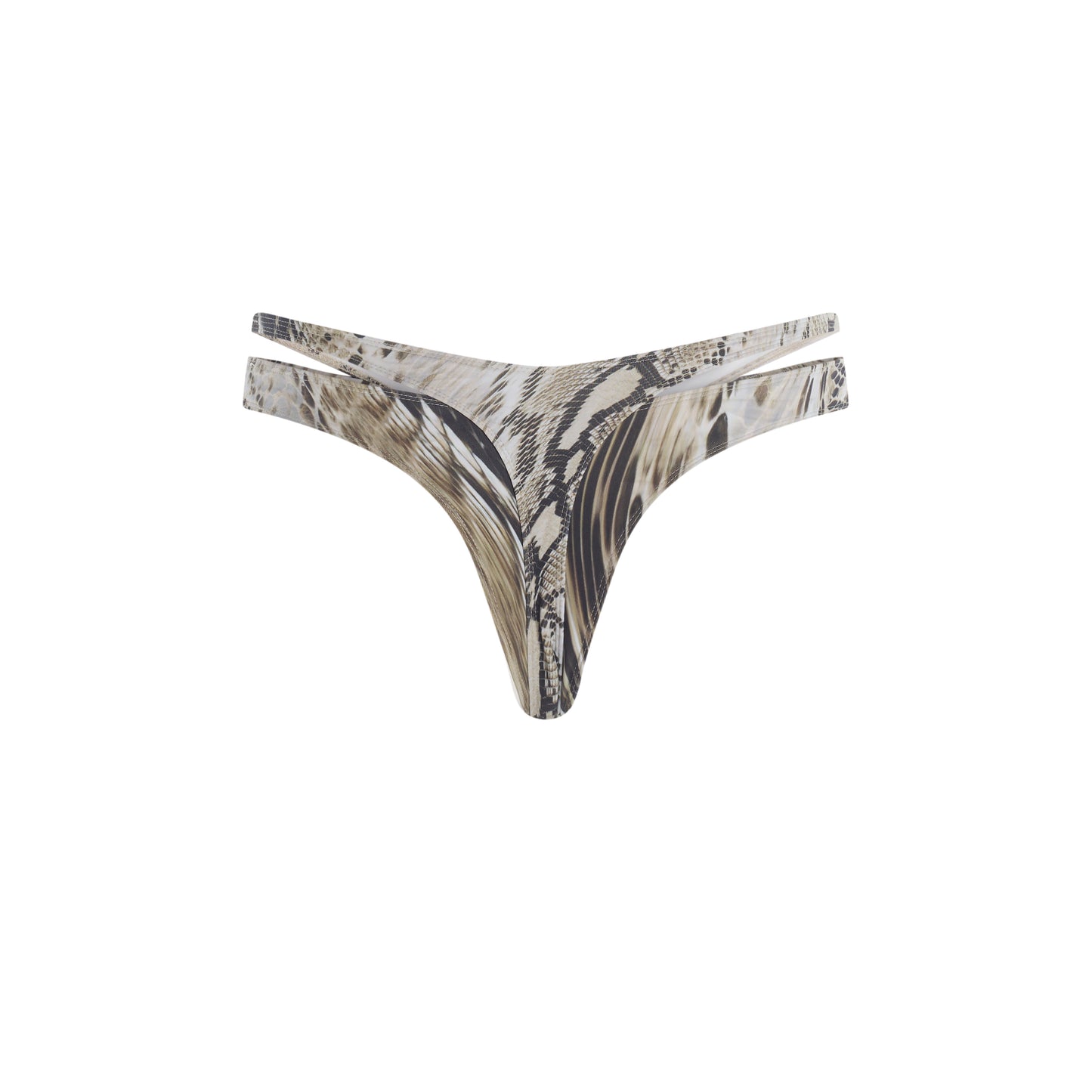 snake printed cut-out bikini bottom