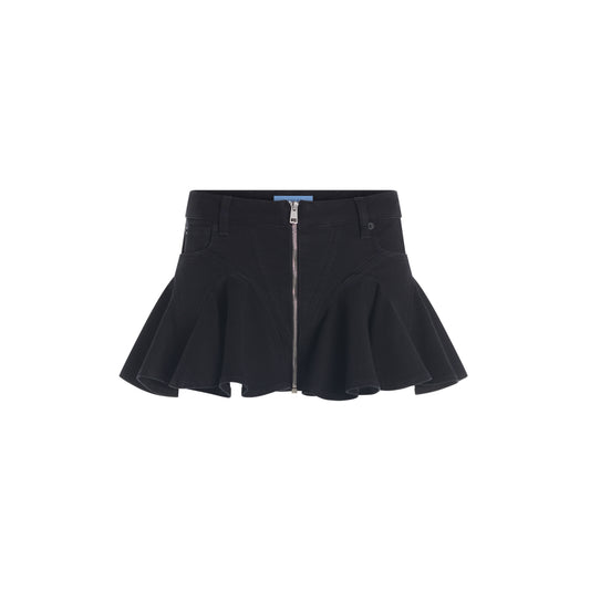 black mini denim skirt