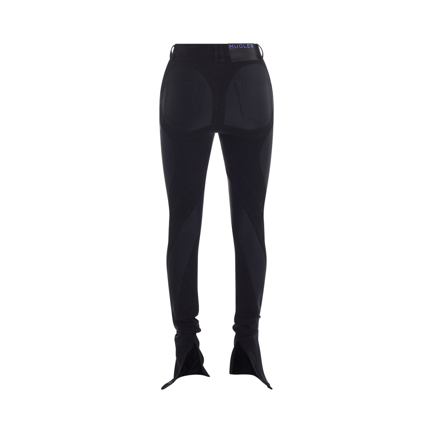 Slitted bi-material spiral jeans