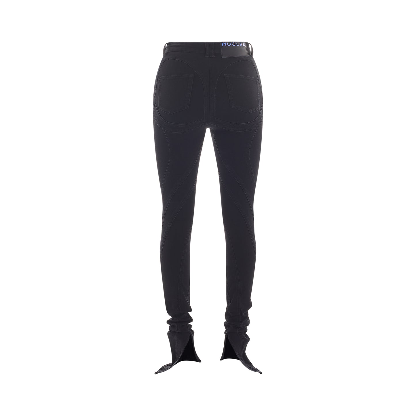 Slitted bi-material spiral jeans