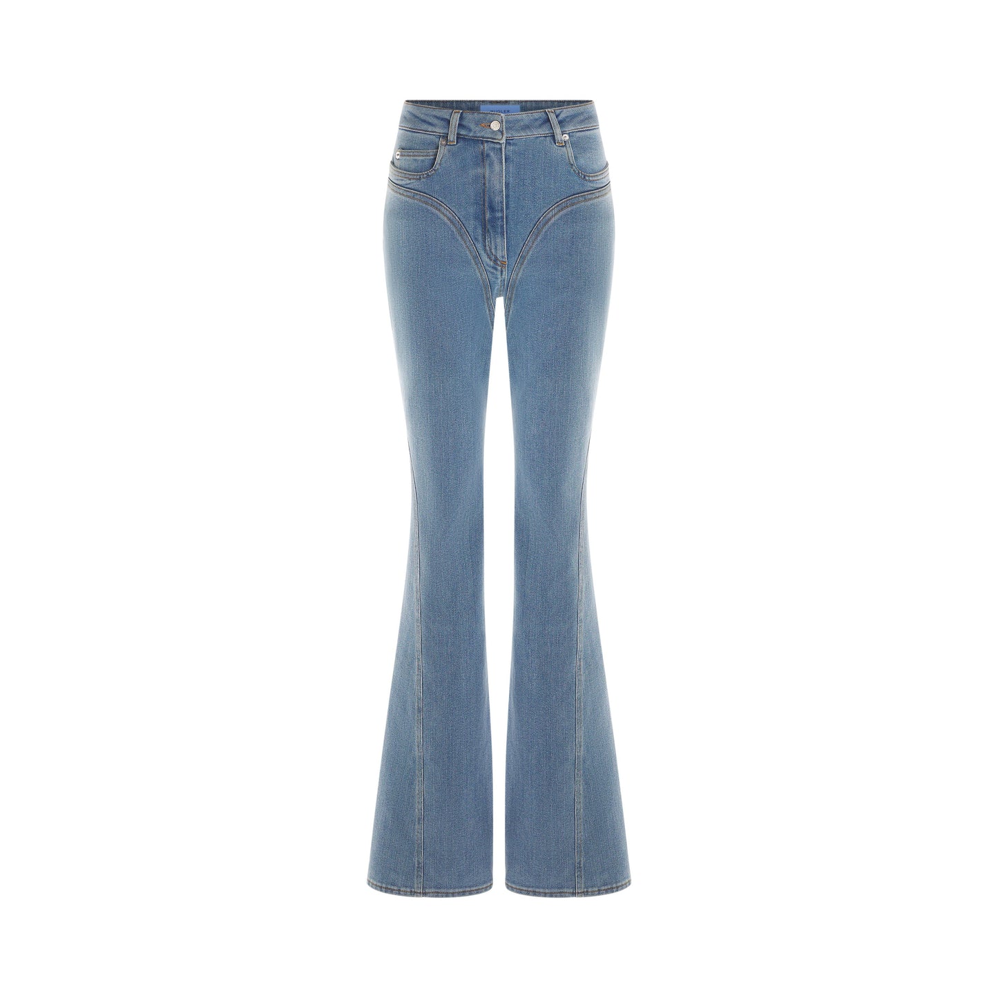 Flared denim trousers