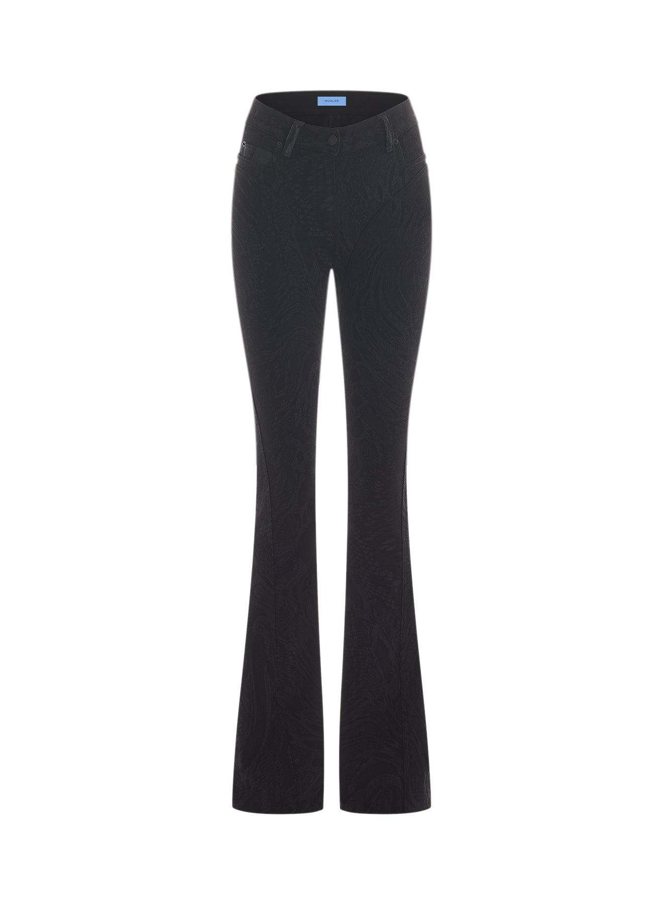 Flared denim trousers