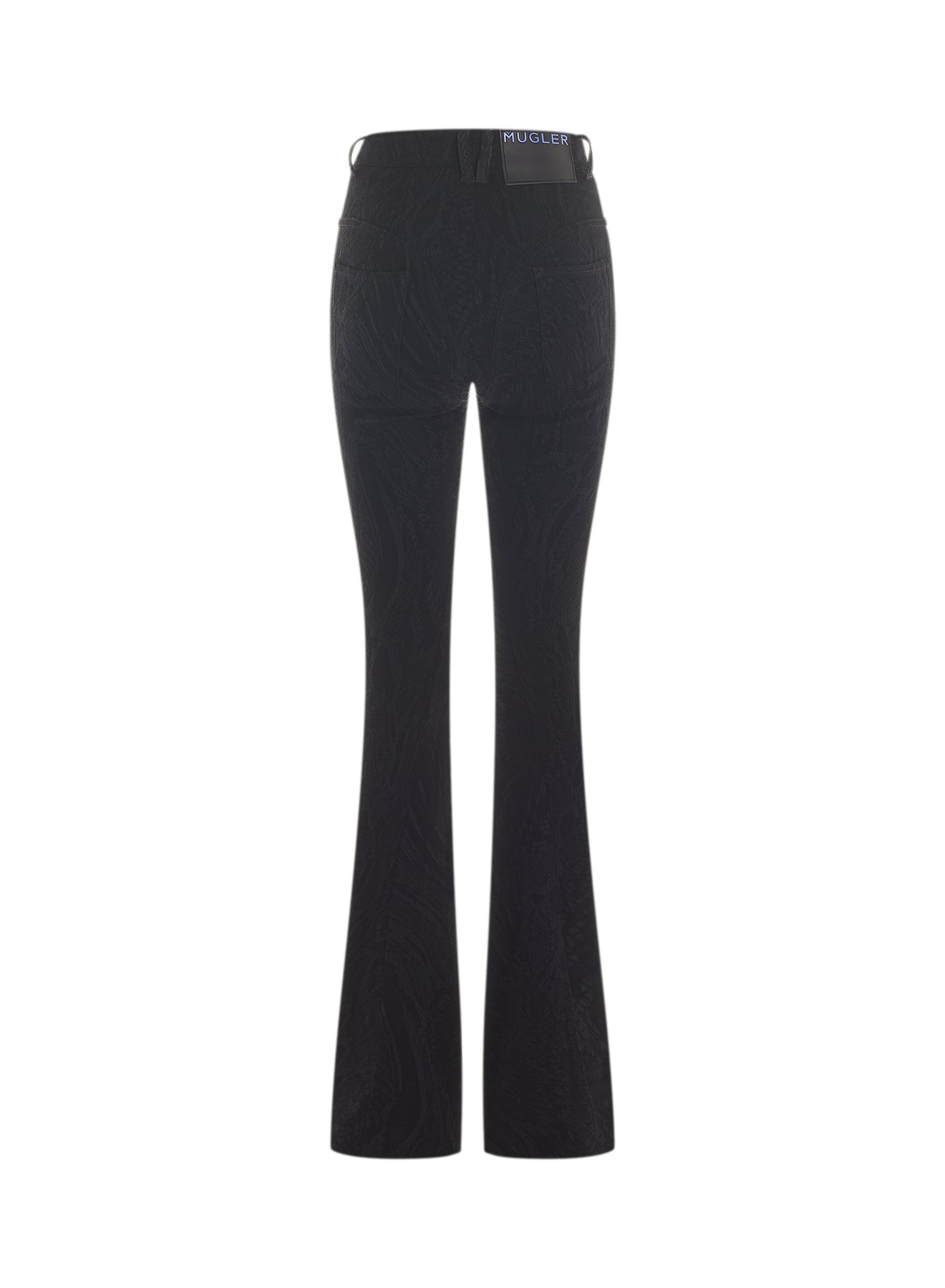 Flared denim trousers