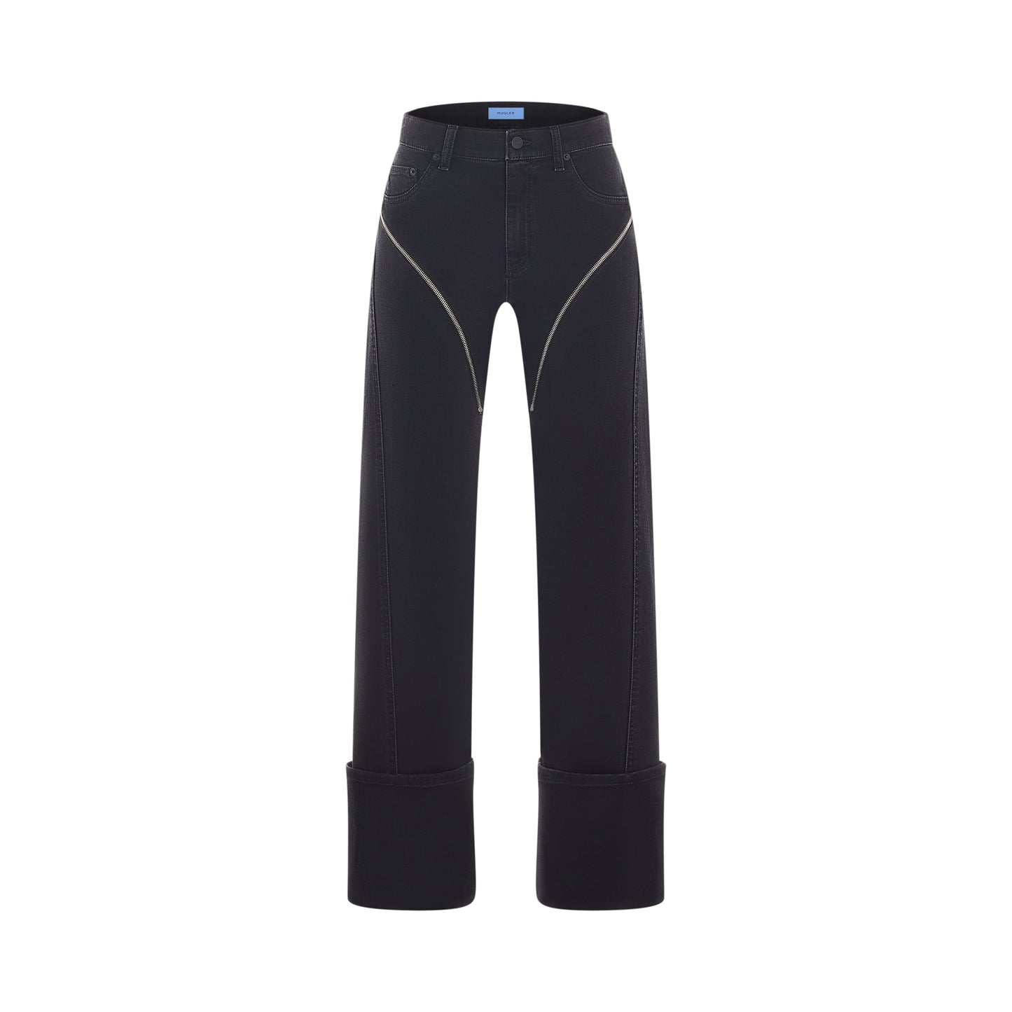 Cuffed zipper jeans