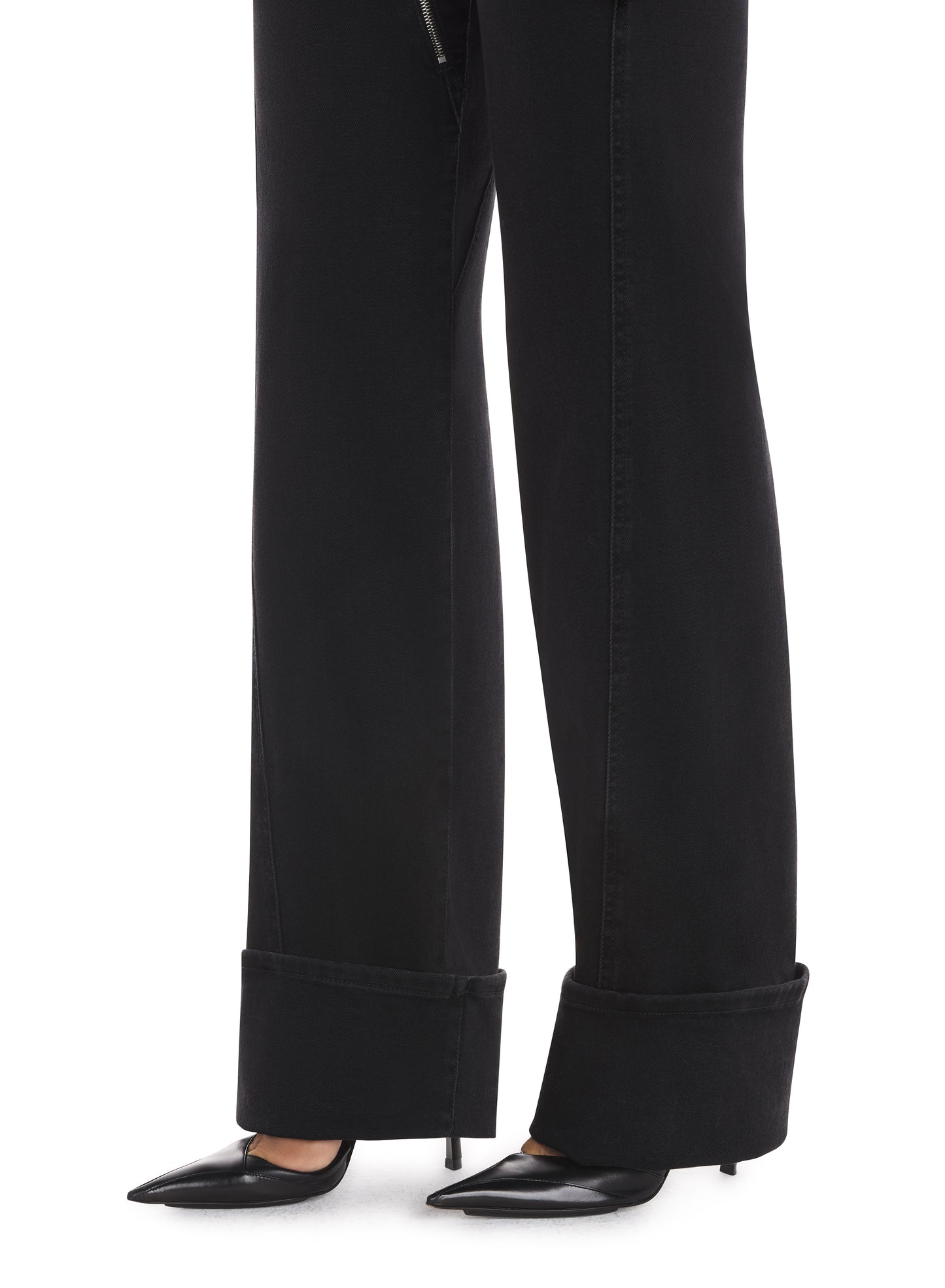 Cuffed zipper jeans