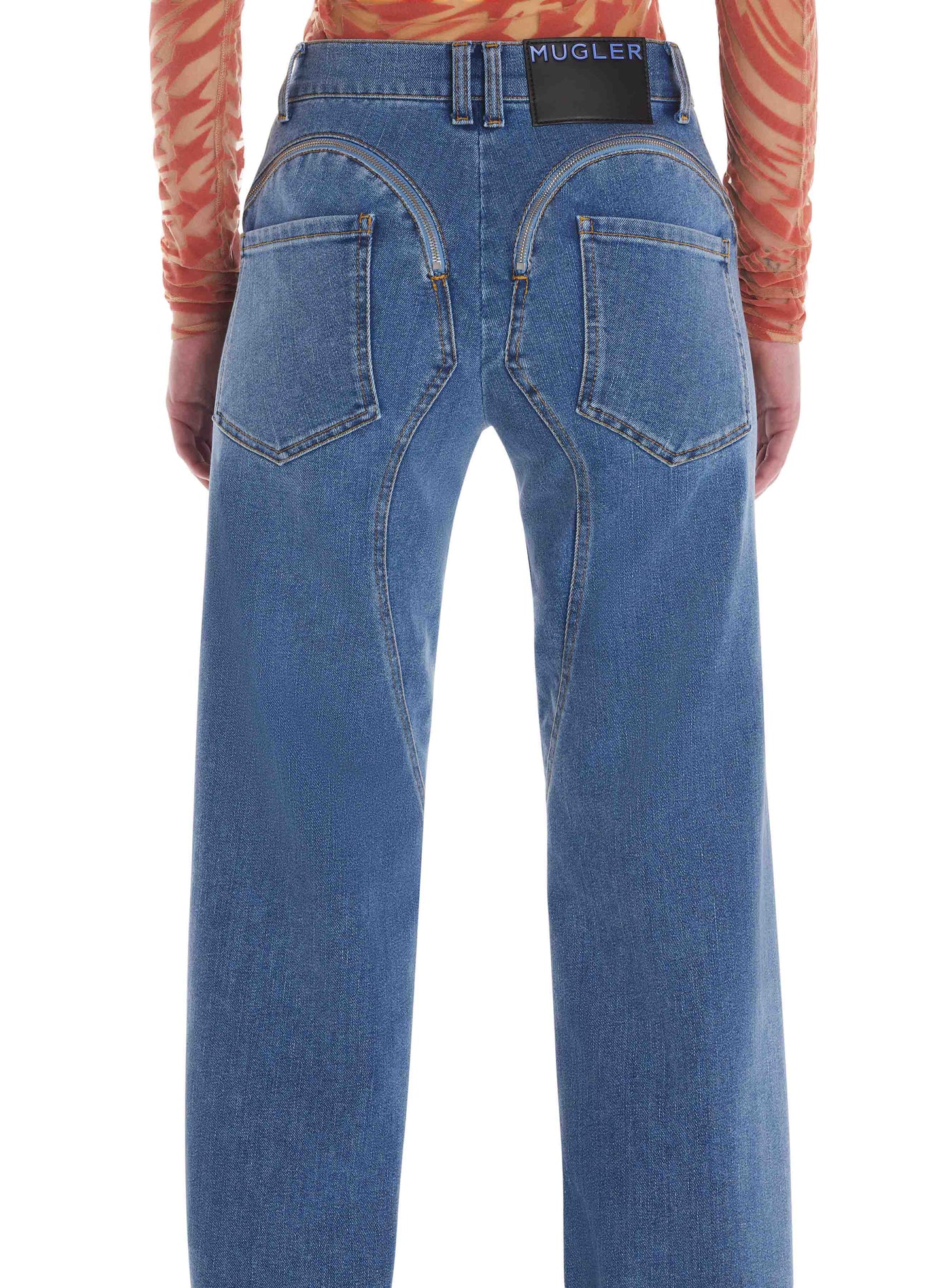 Cuffed zipper jeans